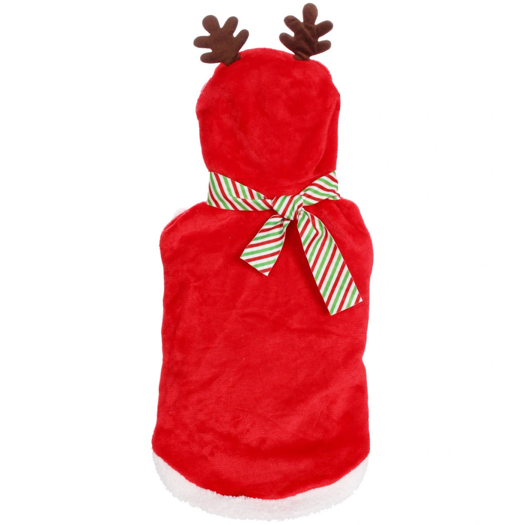 Кофта плюшевая с капюшоном для собак мелких пород "Олень Рудольф", размер XL (50*40см)