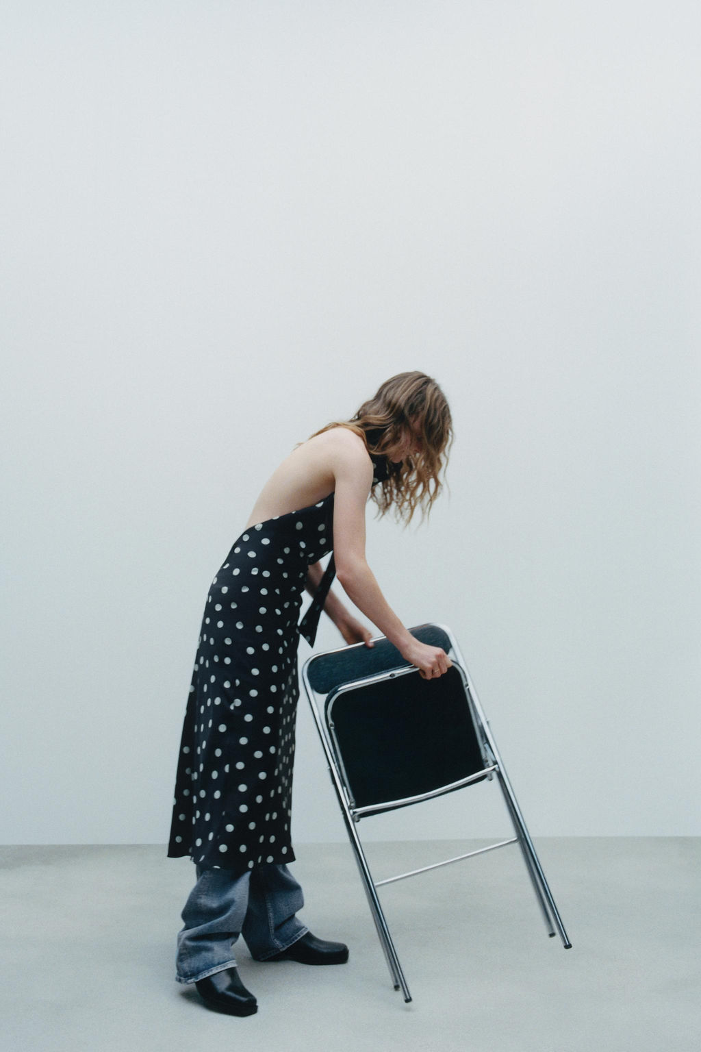 POLKA DOT SATIN MIDI DRESS - Zara фото 7