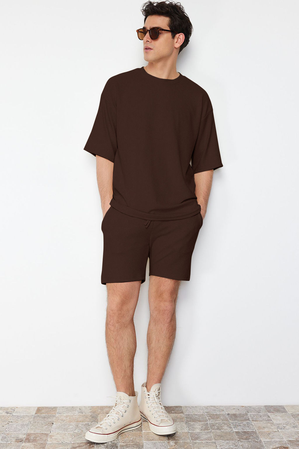 Basic Kahverengi Regular/Normal Kesim Orta Boy Bagc?kl? Dokulu K?r?smaz Ottoman Sort TMNSS23SR00039