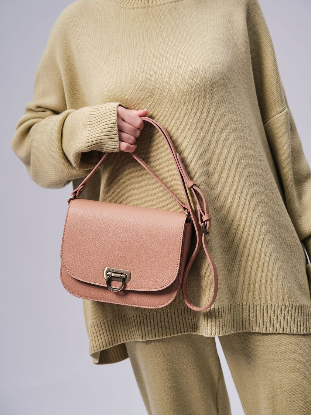 Сумка кожаная Azaro 30741 бежевая нуга