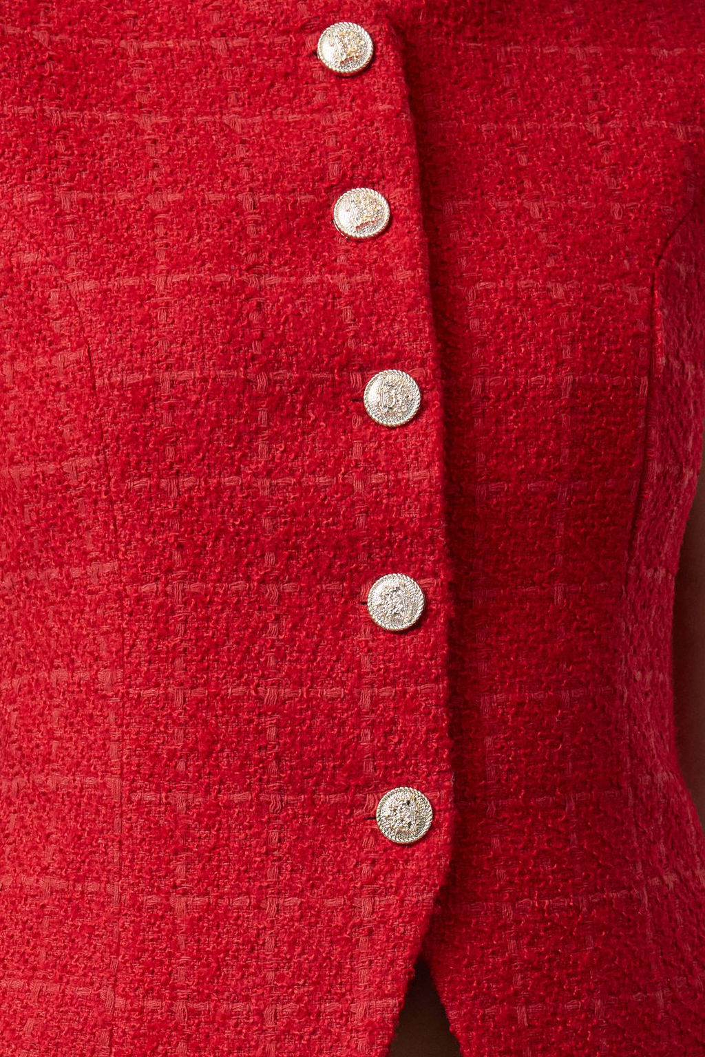 K?rm?z? Regular Tuvit Yuvarlak Yaka Y?lbas? Dokuma Yelek TWOAW25YE00059