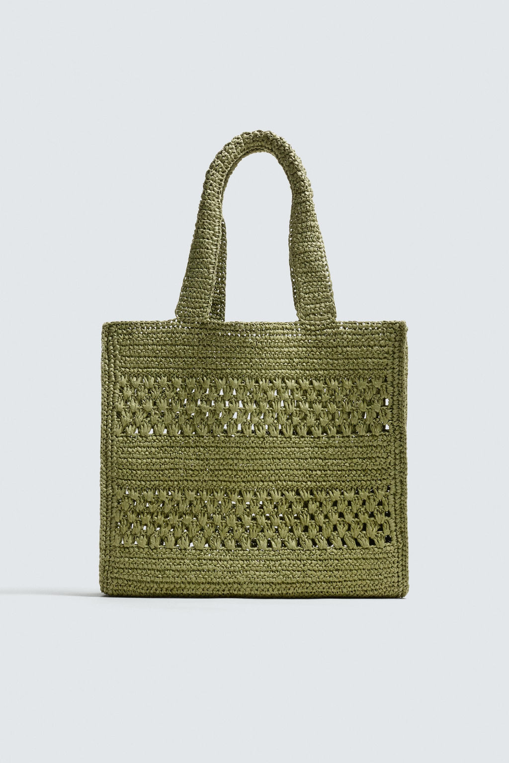 BOLSO SHOPPER TRENZADO / Verde - Zara фото 3