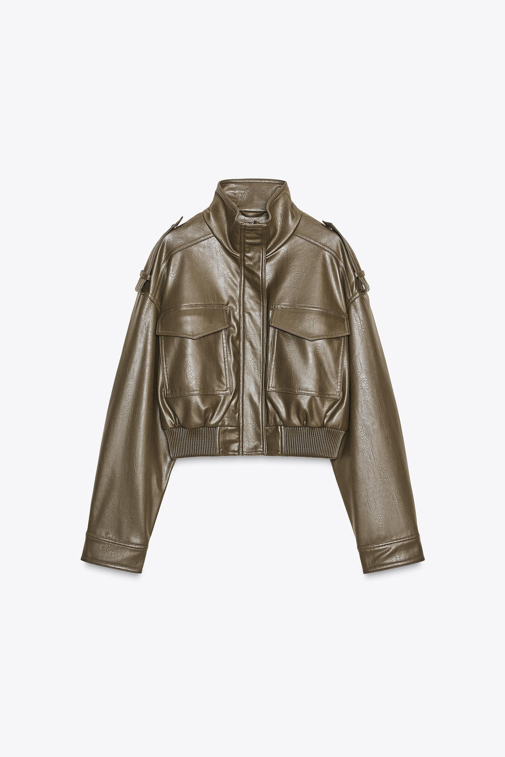 FAUX LEATHER CROP JACKET