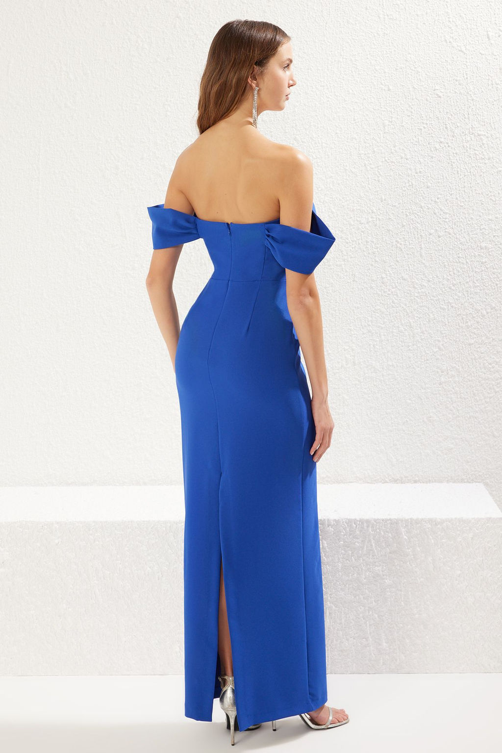 TRENDYOLMILLA Siyah Carmen Yaka Dokuma S?k Abiye Elbise TPRSS25AE00008  фото 5