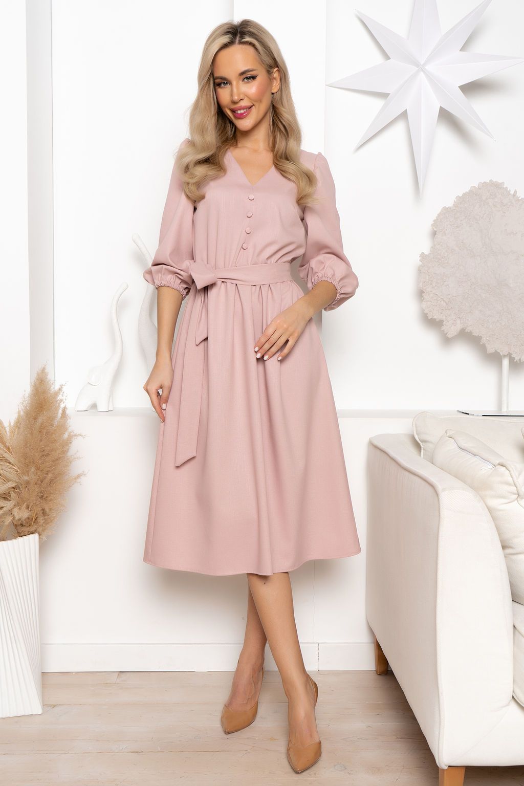 Платье Open Style 6659 пудровый