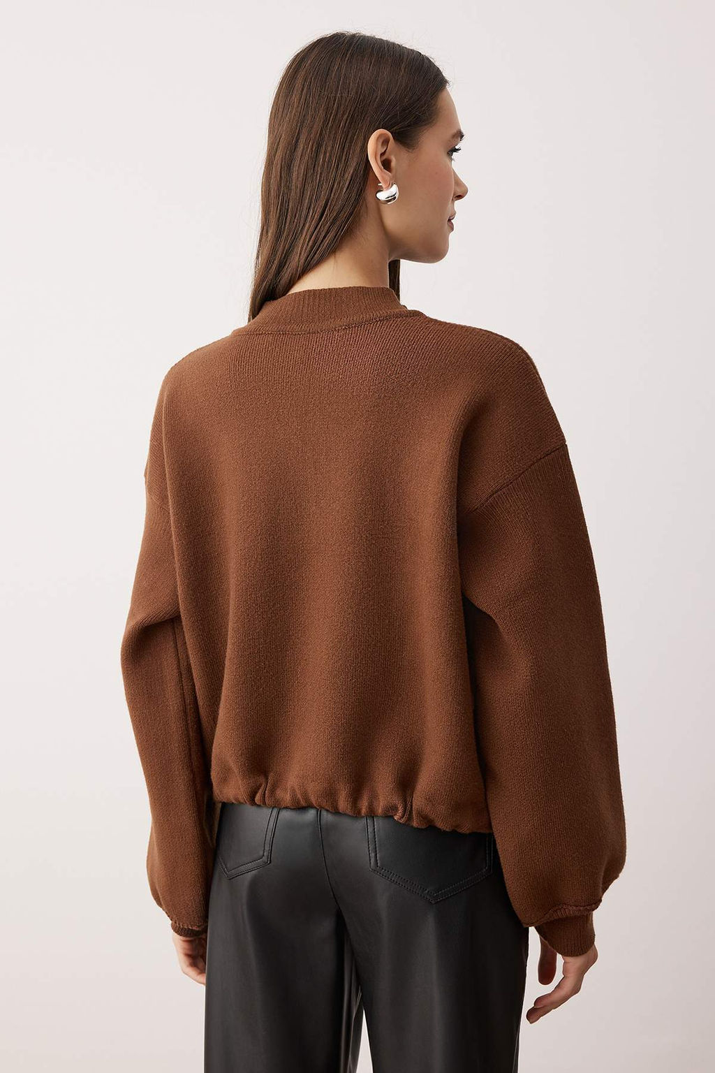 Lacivert Fermuarl? Premium Iplik/Ozel Iplik Genis Kal?p Mont Gorunumlu Triko H?rka TWOAW26HI00025 - Trendyolmilla фото 11