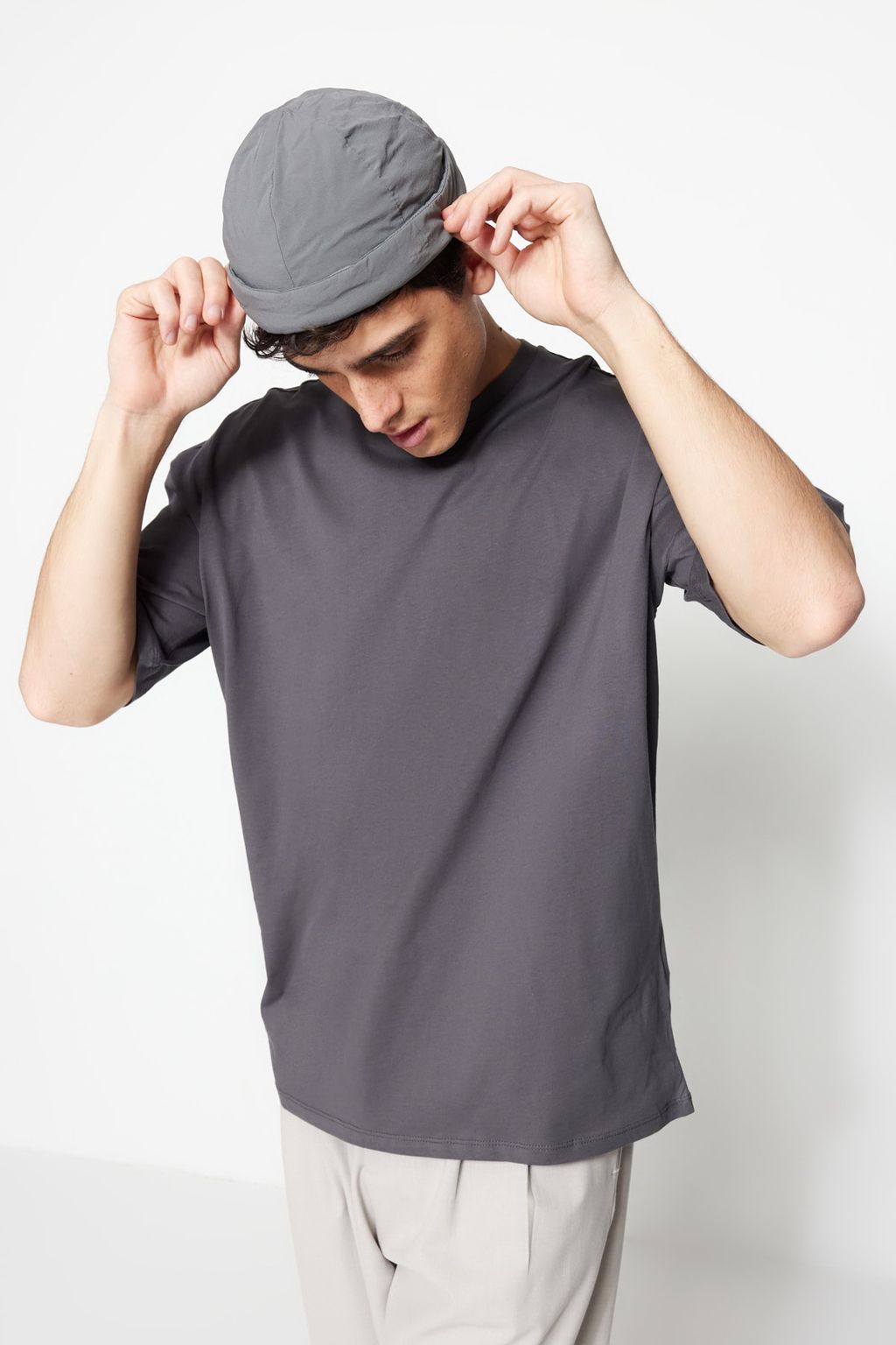 Antrasit Oversize/Genis Kesim K?sa Kol Uzakdogu Bask?l? %100 Pamuklu T-Shirt TMNSS23TS00159 - Trendyolmilla фото 6