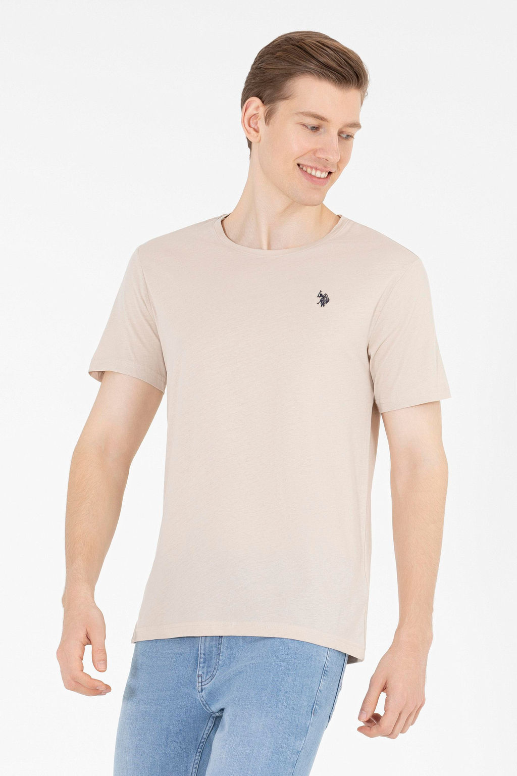 U. S. Polo Assn Мужская базовая футболка с круглым вырезом Stone