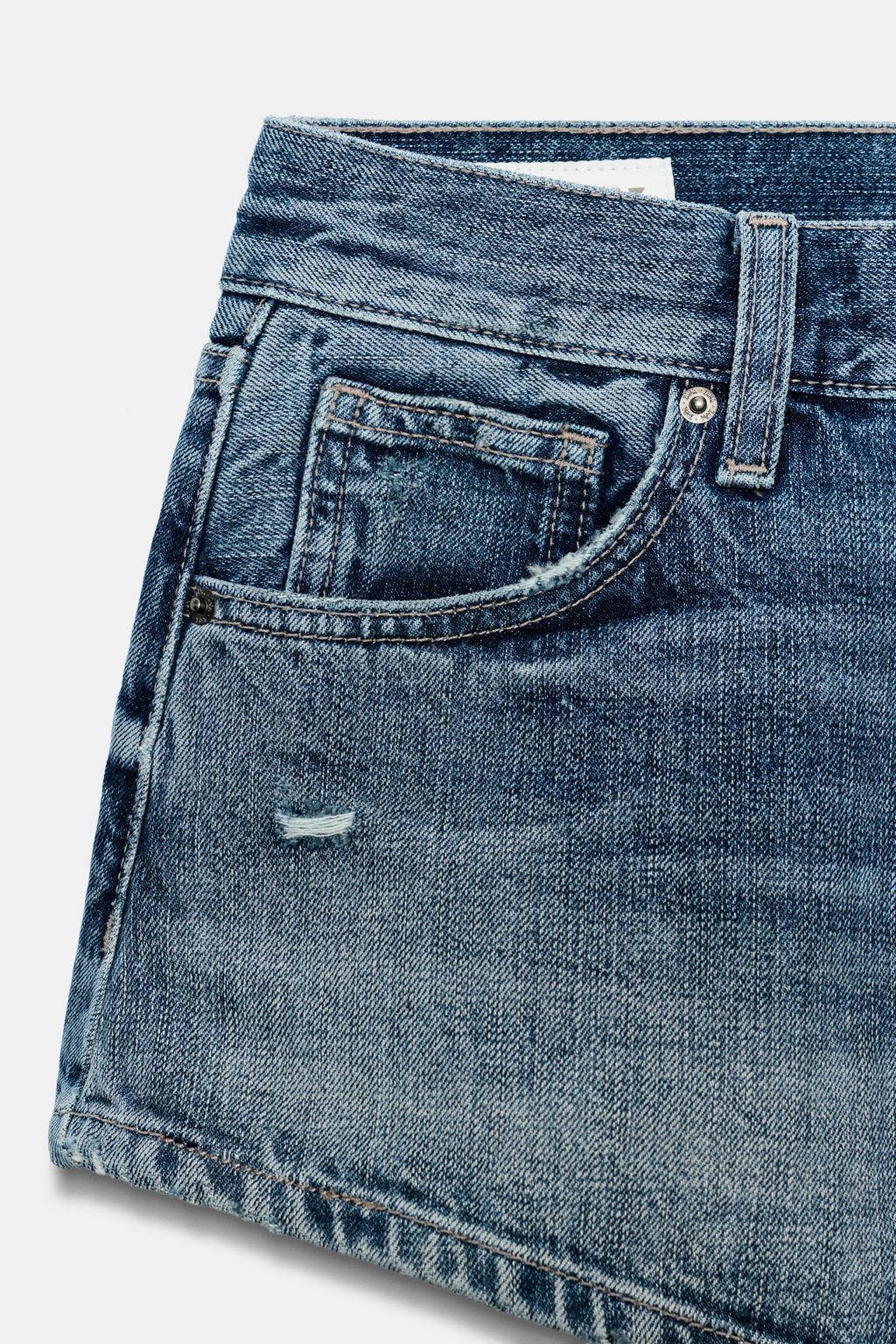 SHORTS MINI DENIM TRF CURVED TIRO ALTO / Azul - Zara фото 9
