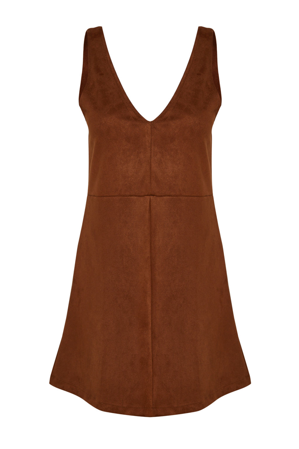 Kahverengi V Yaka Jile Suet Mini Orme Elbise TWOAW24EL00543