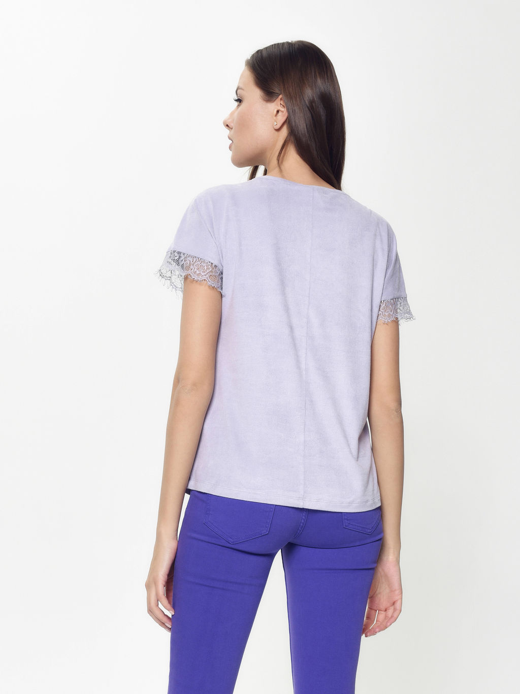 CONTE Топ с эффектом замши и деликатным кружевом LD 917 lavender frost