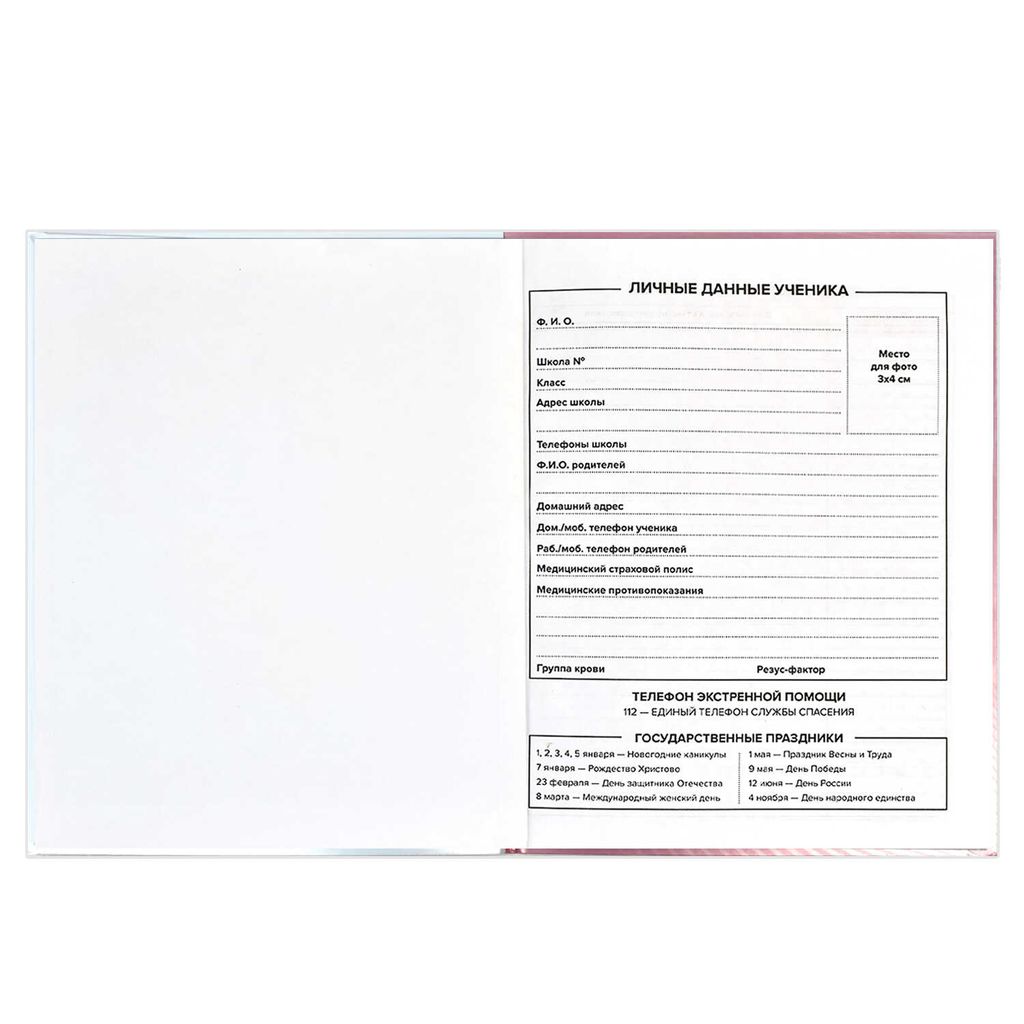 Дневник школьный арт. 60223 КОШКА / интегральный переплёт, А5+, 48 л., выборочный УФ-лак, конгрев, печать по фольге, матовая ламинация, печать в одну краску, универсальная шпаргалка/