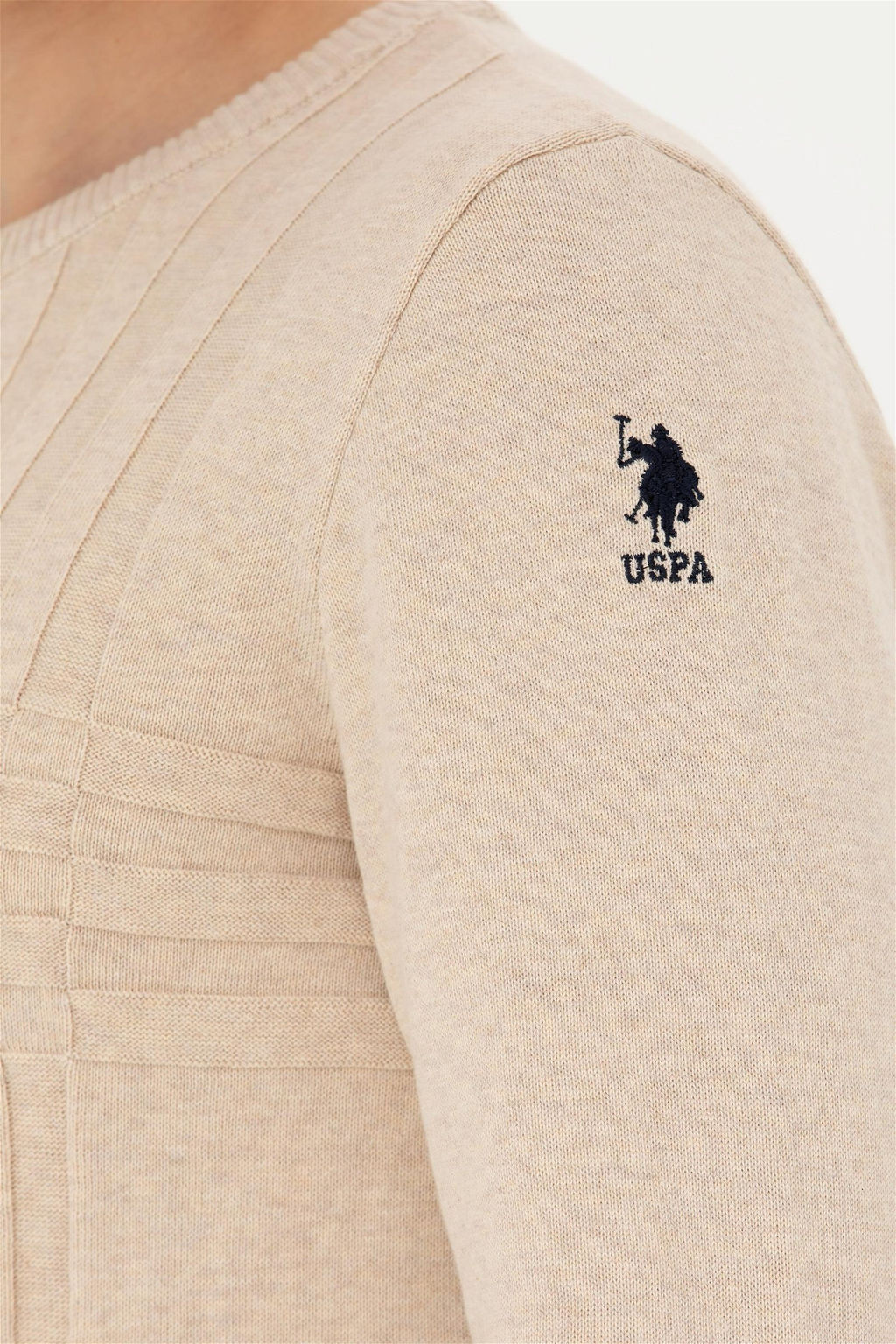 Мужской свитер песочного меланжа - U.s. polo assn фото 7