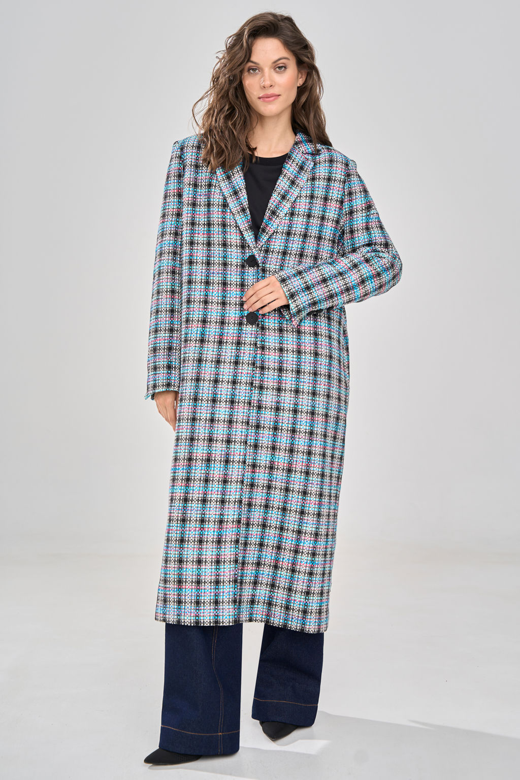 Пальто 1164 клетка мультиколор - Rinka фото 6