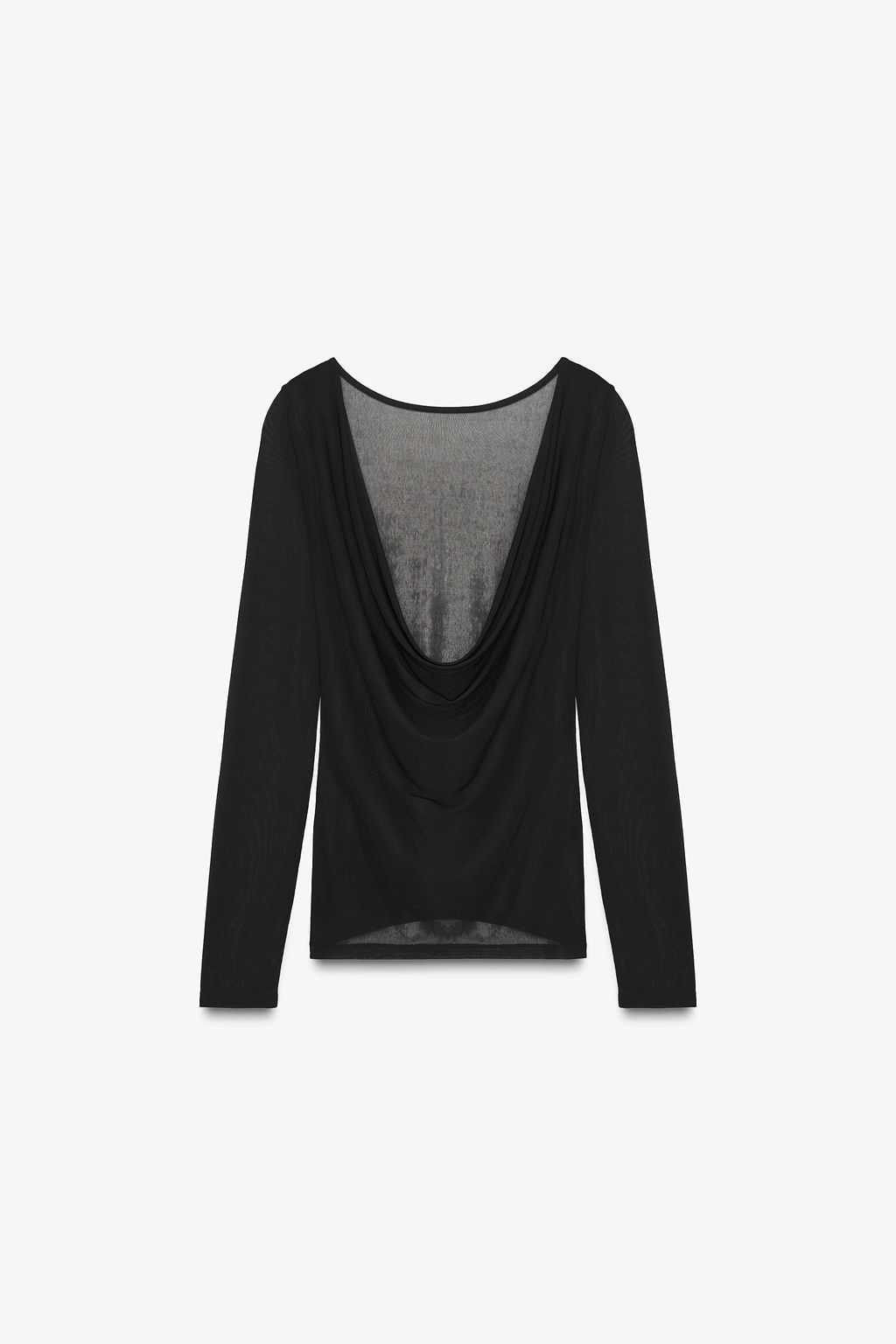 SEMI-SHEER T-SHIRT WITH DRAPED BACK - Zara фото 4