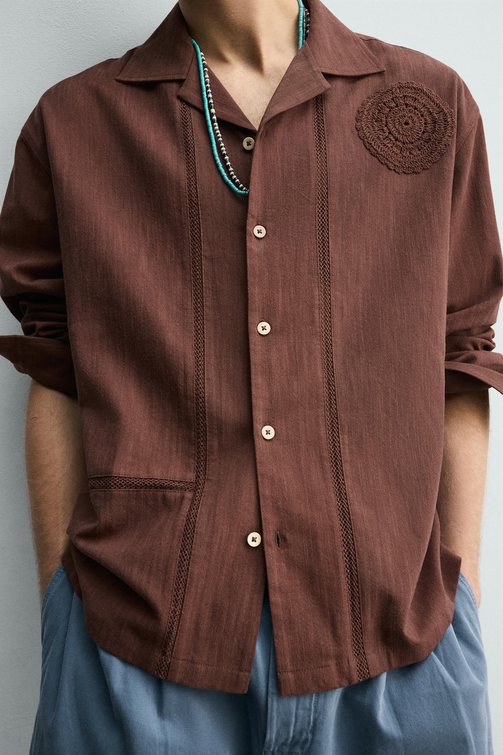 CAMISA CROCHET GEOM?TRICO / Granate - Zara фото 7