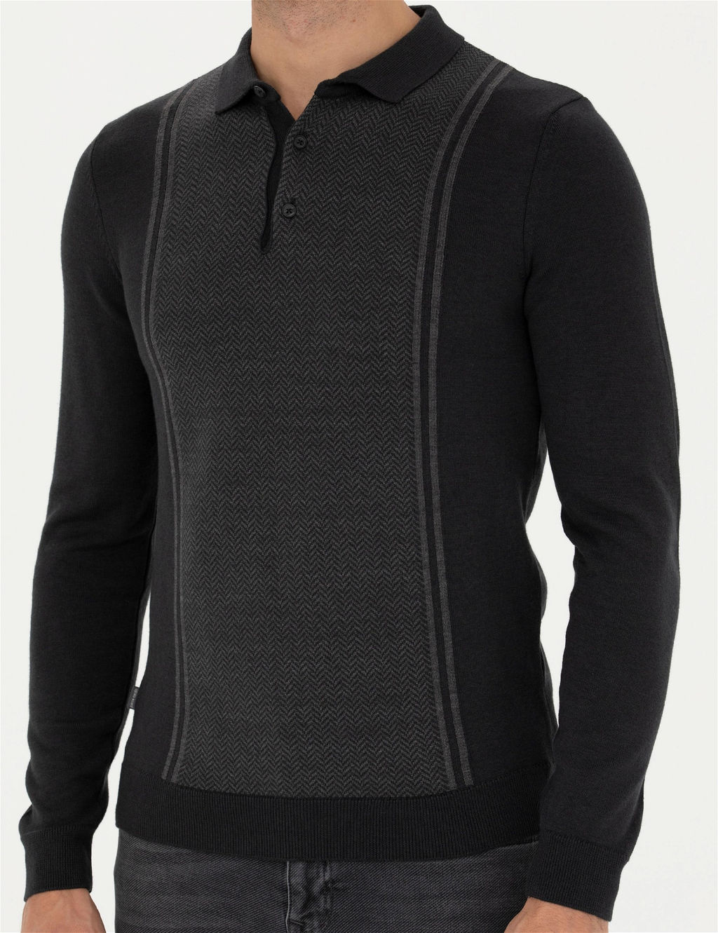 A__k Gri Melanj Slim Fit D__meli Polo Yaka Triko Kazak