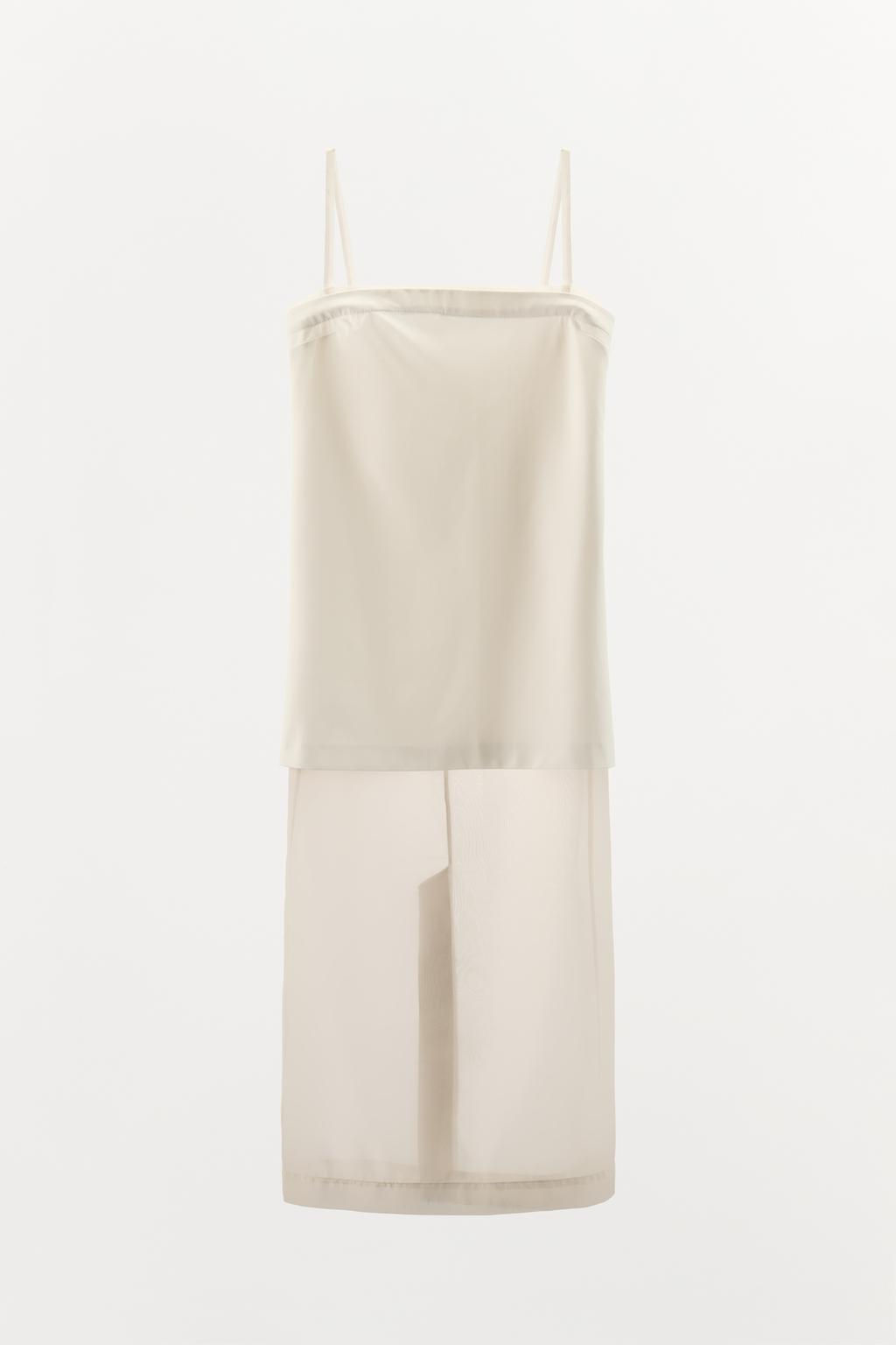 CONTRASTING ORGANZA MIDI DRESS - Zara фото 4