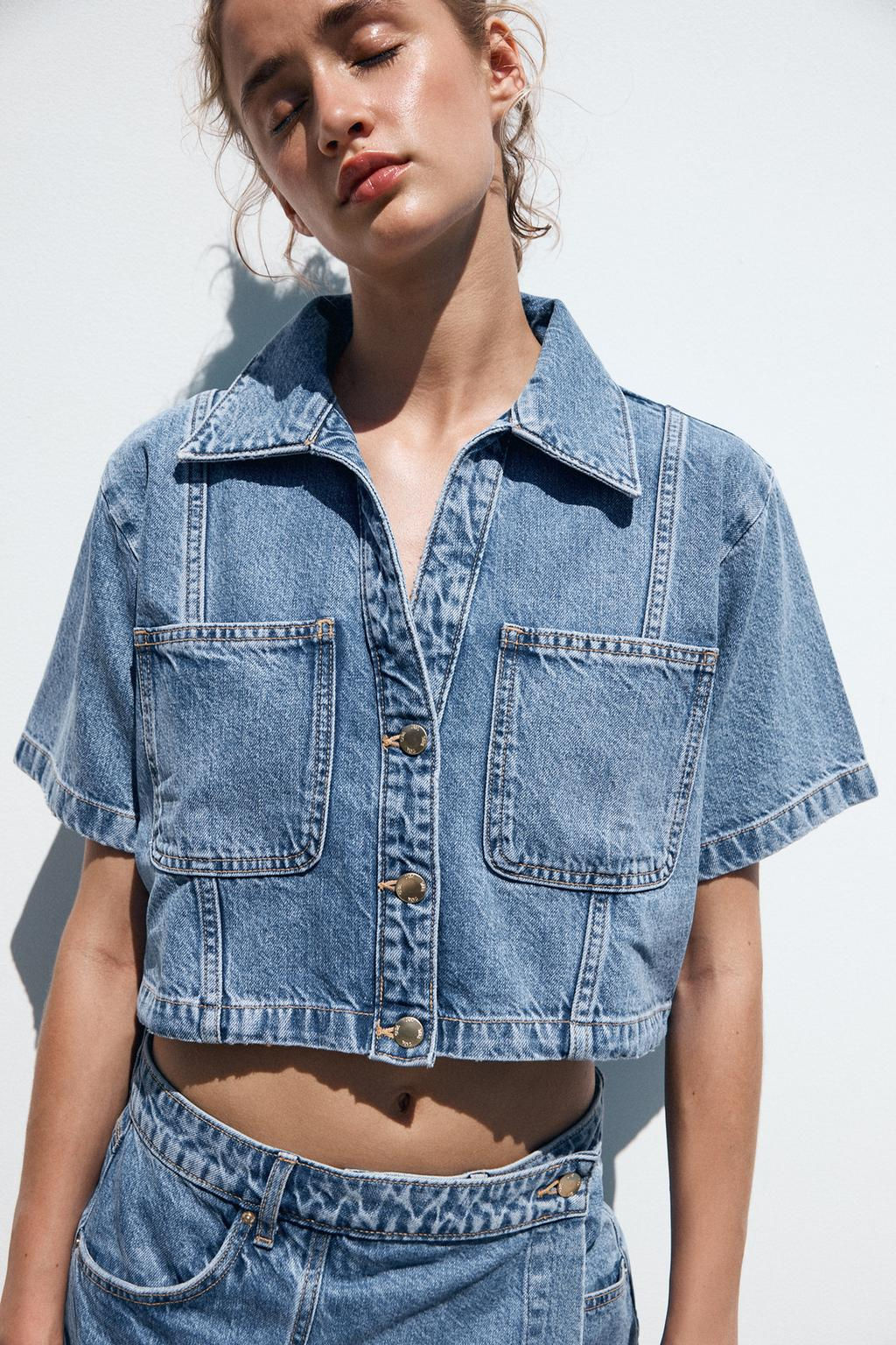 Z1975 CROPPED DENIM SHIRT - Zara фото 2