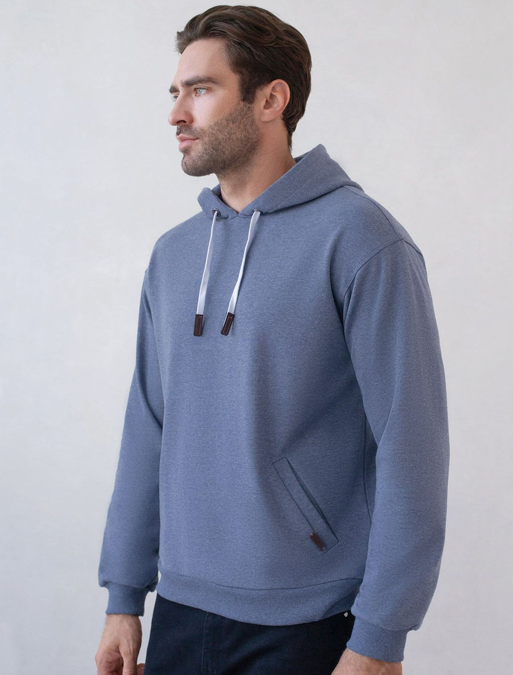 Худи из эластичного футера трехнитки с эффектом меланж