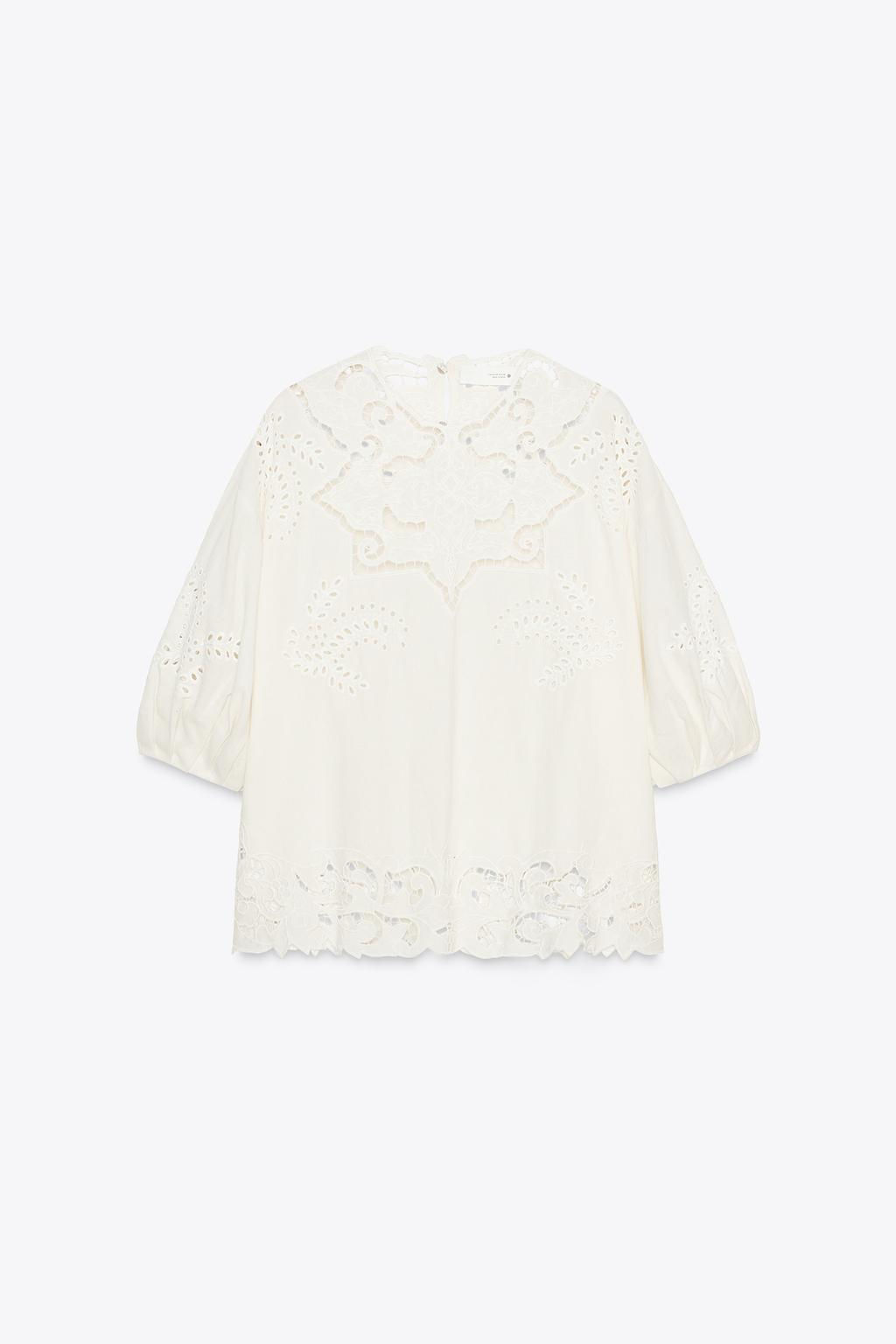 ZW COLLECTION BLOUSE WITH CUTWORK EMBROIDERY - Zara фото 2