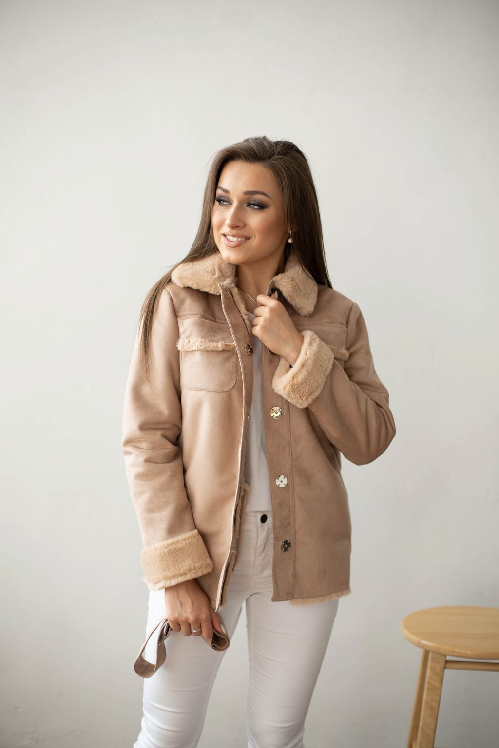 Дублёнка женская демисезонная 22565 (голубой) - Kankan фото 6