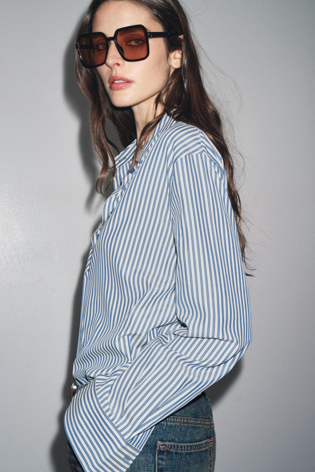 ZW COLLECTION STRIPED FLOWING SHIRT