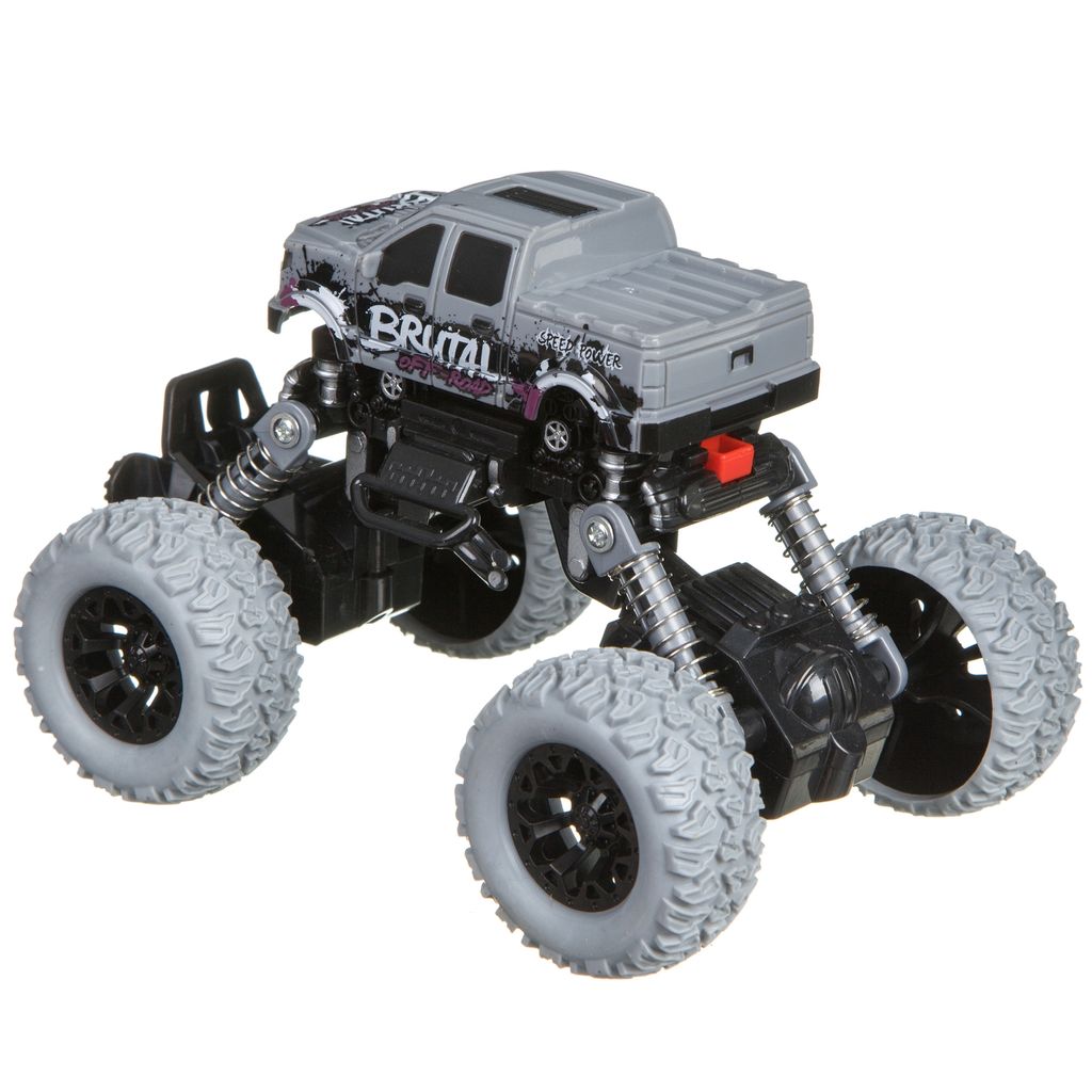 Инерц.(Pull back) пласт. джип 4WD на пружинной подвеске, Bondibon Парк Техники, цвет серый с графф  фото 13
