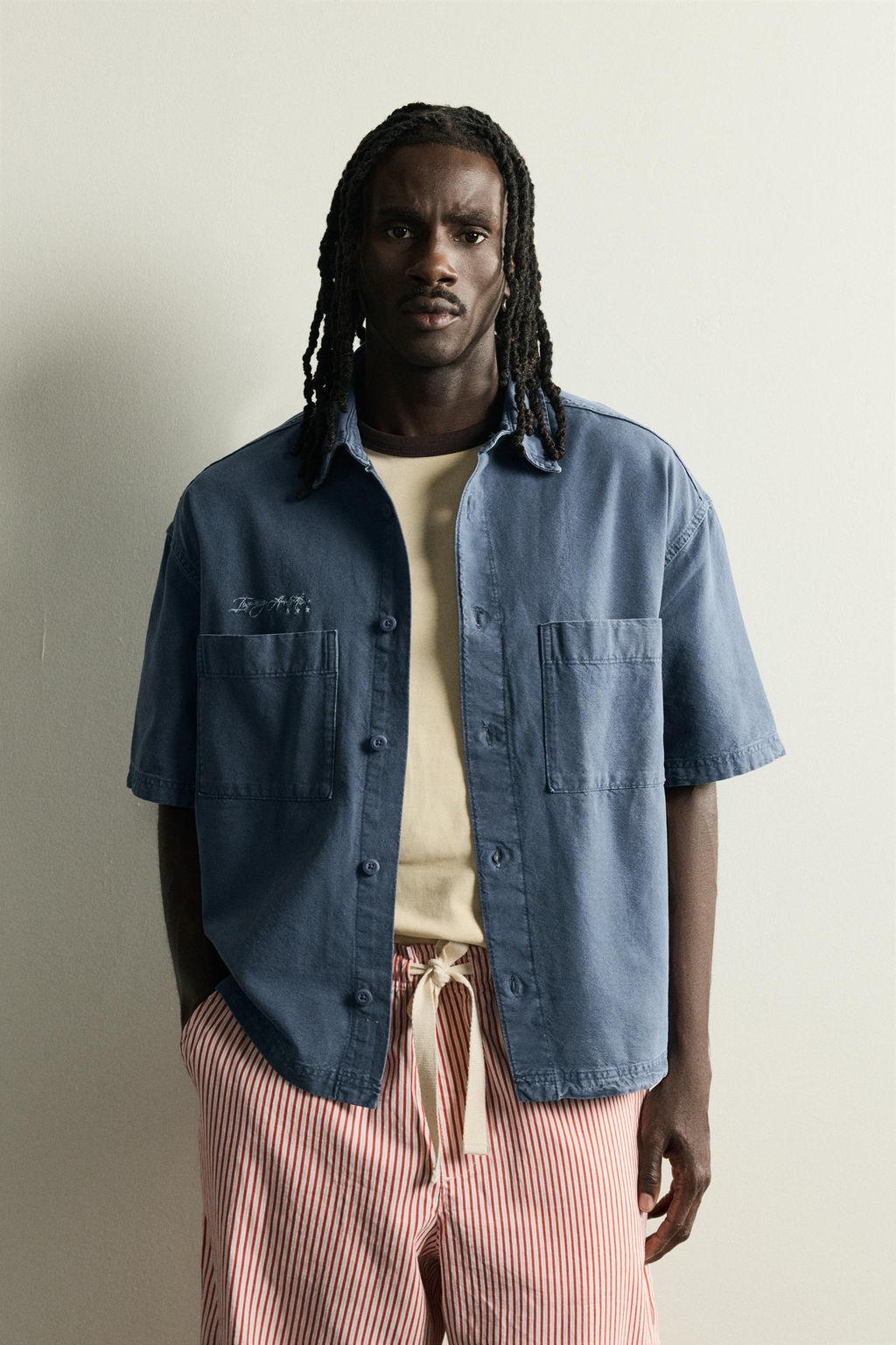 CAMISA RELAXED FIT COMBINADA / Azul - Zara фото 2