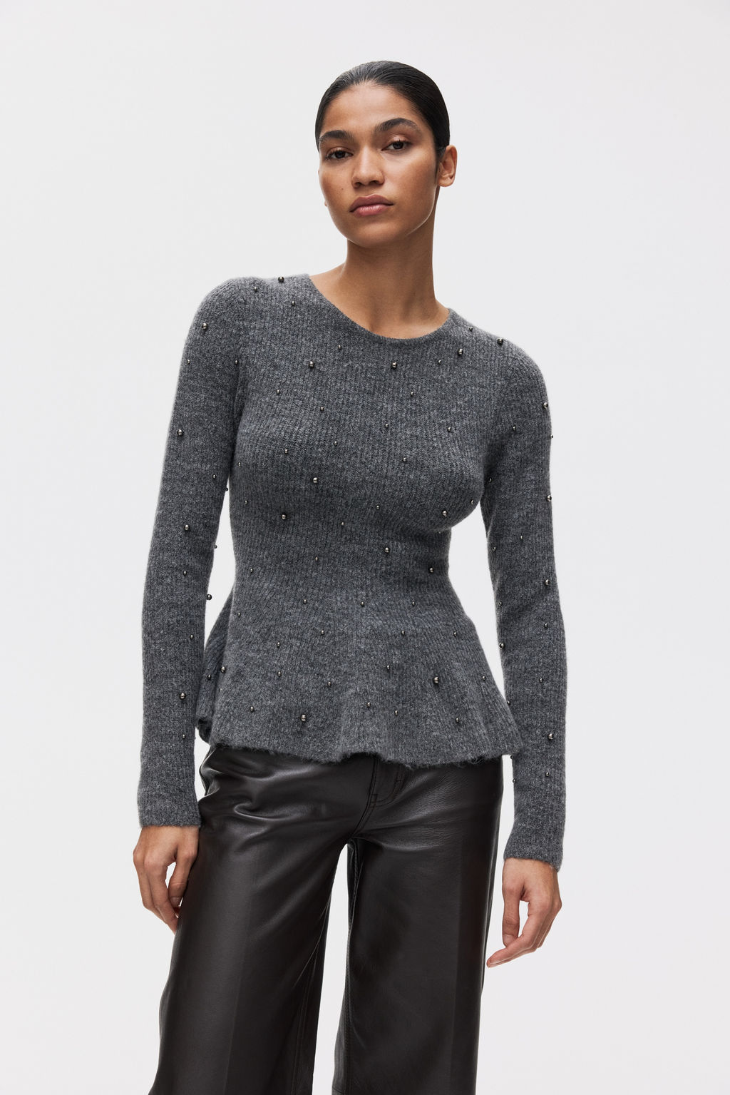 Top de peplum con cuentas decorativas - H&m фото 4