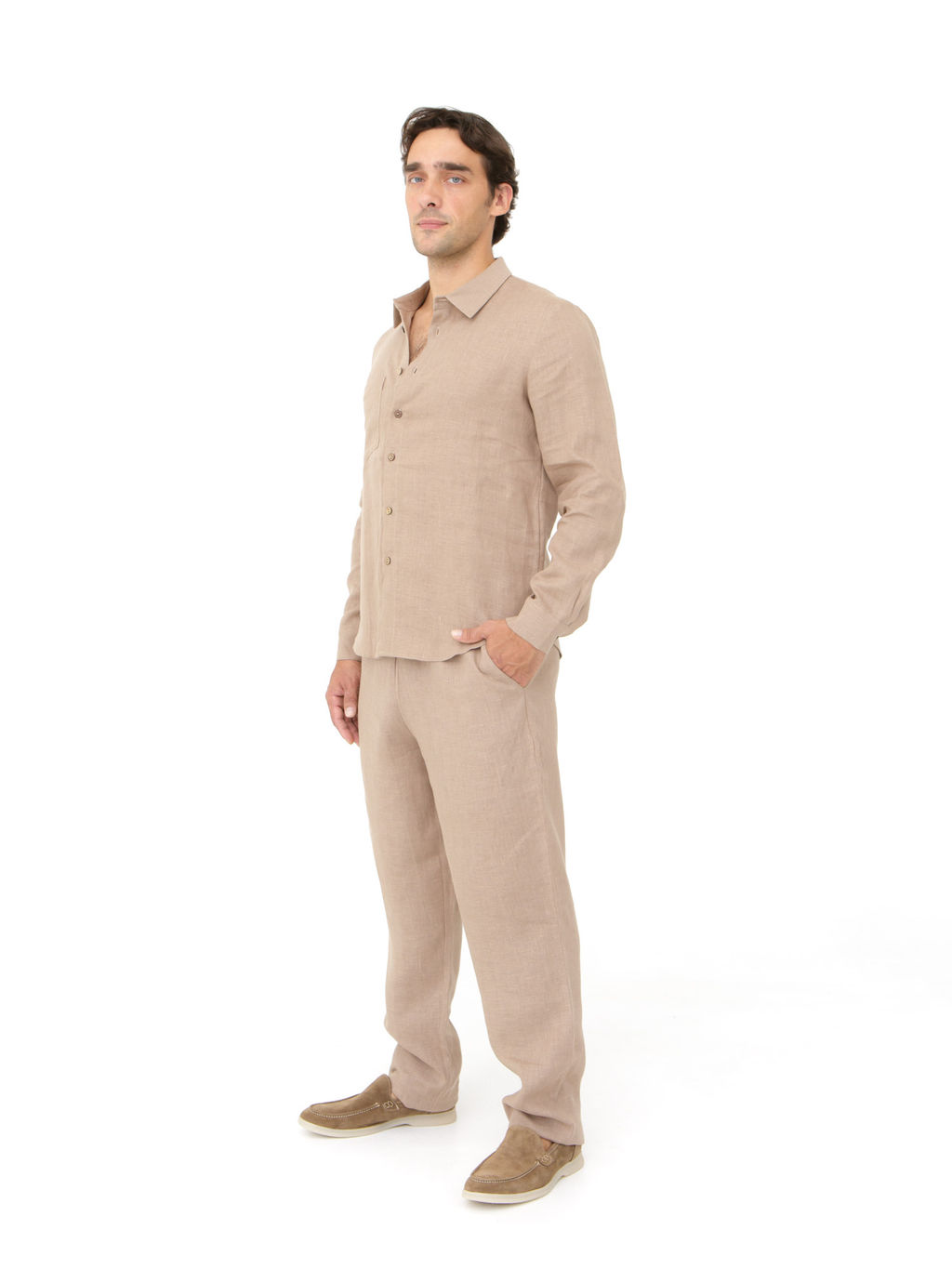 Рубашка льняная мужская 598 мокко