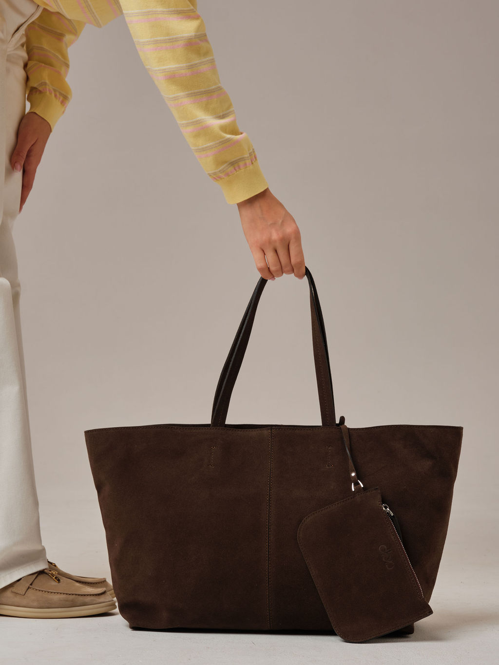 Замшевая сумка шоппер Texas DBR 31390 кофе фото 9