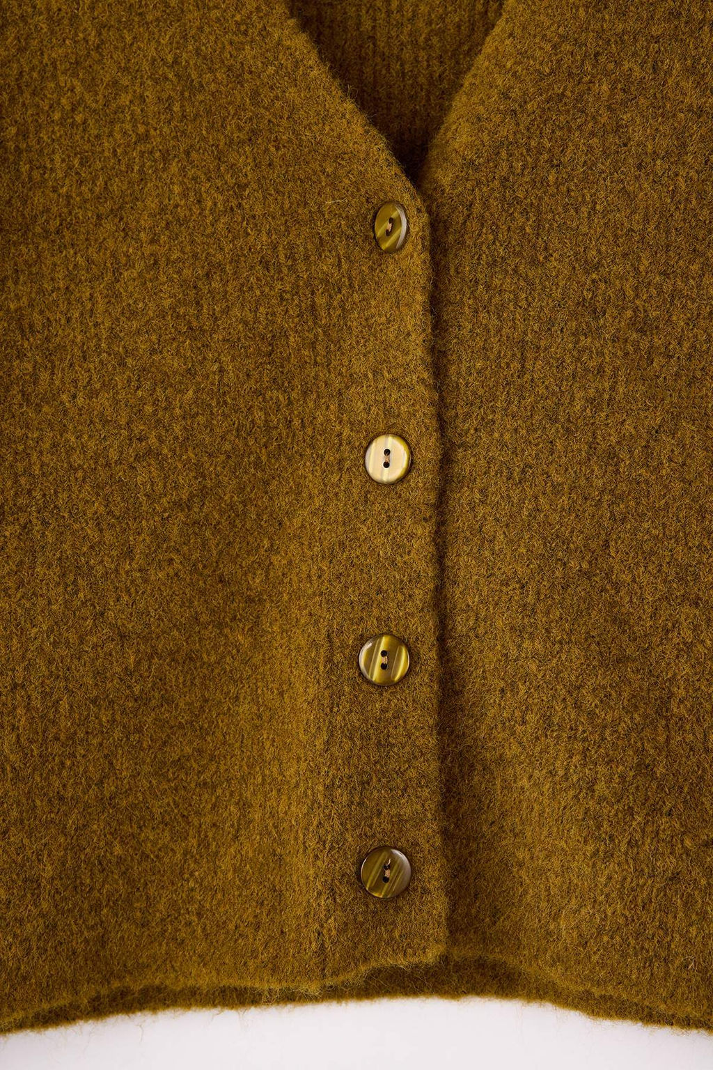 Yag Yesil Wardrobe Essentials Crop Dugme Detayl? Yumusak Dokulu Yunlu Triko H?rka TWOAW26HI00013