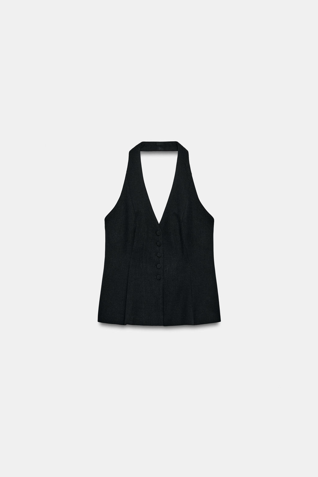 TOP CHALECO HALTER BOT?N FORRADO / Negro