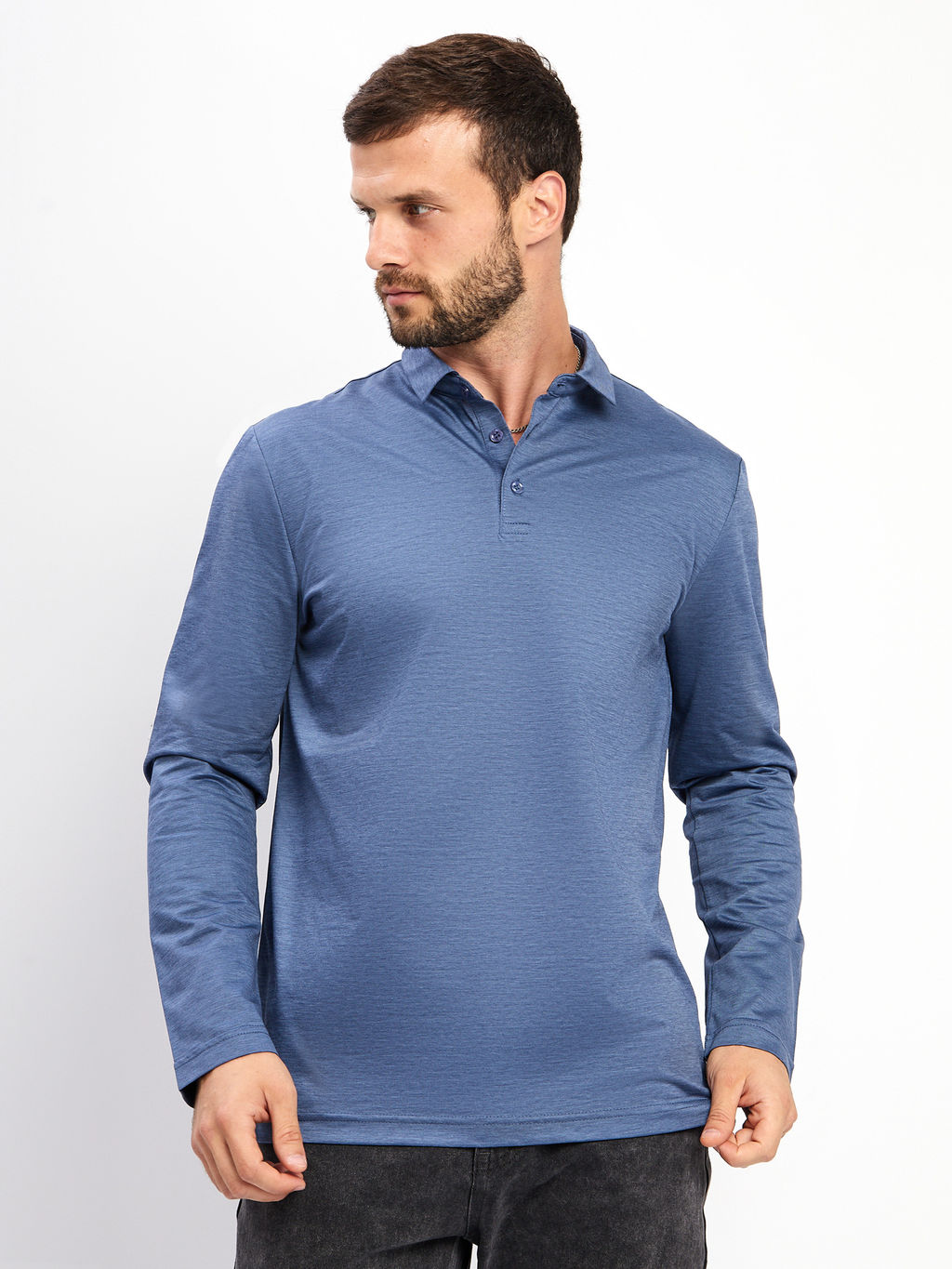 Джемпер мужской с воротником поло GREG G155-PM4-LT1638 (синий)  фото 8