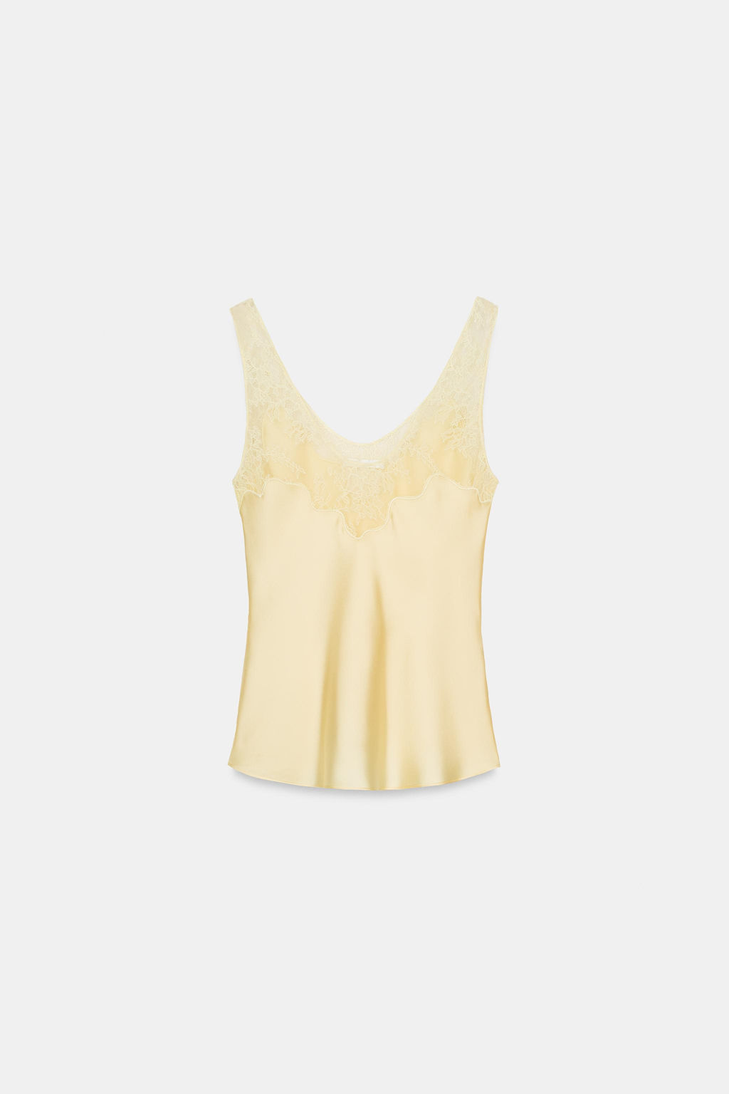 TOP SATINADO ENCAJE ZW COLLECTION / Amarillo - Zara фото 7