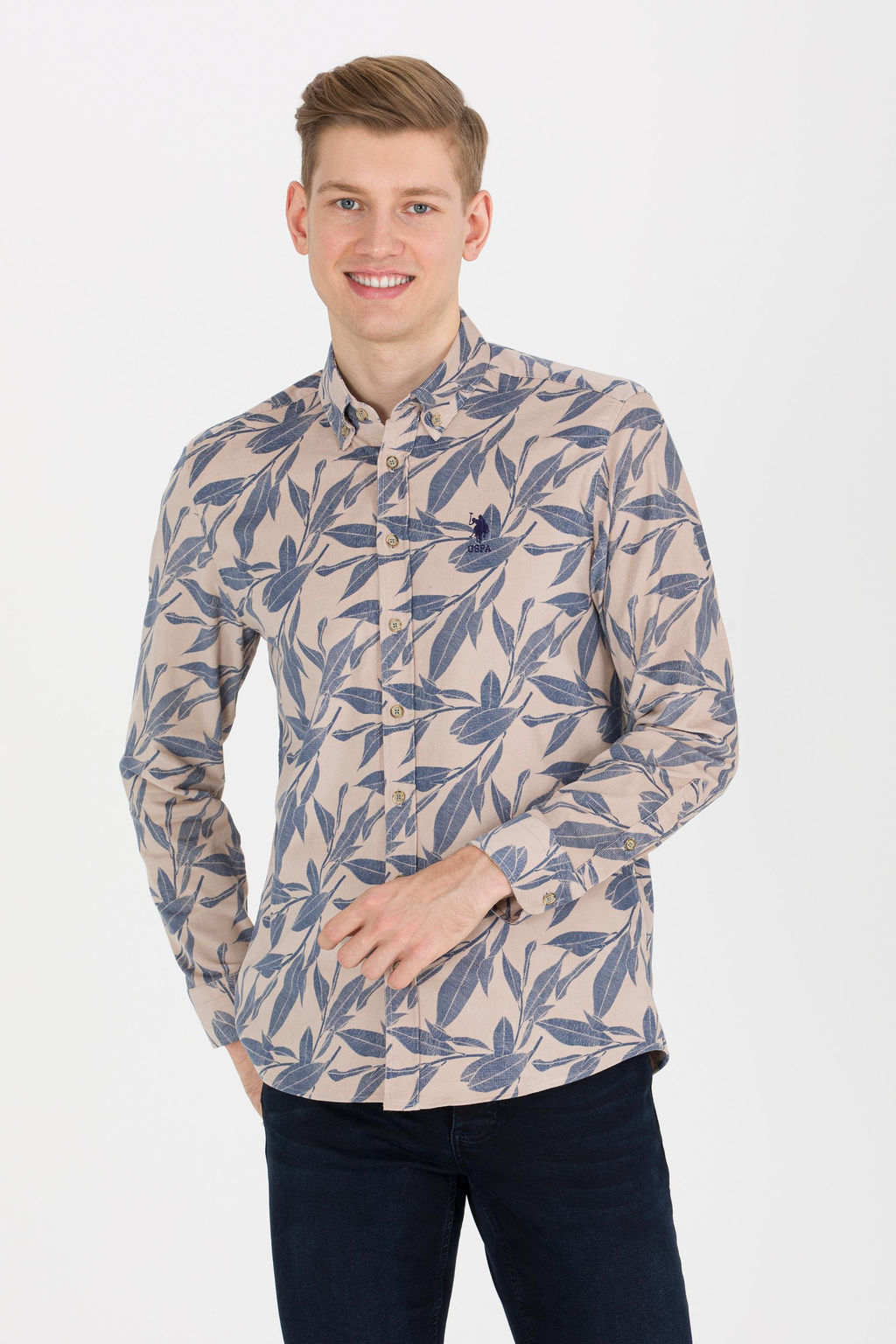 U. S. Polo Assn Мужская рубашка с длинным рукавом Stone - U.s. polo assn фото 3