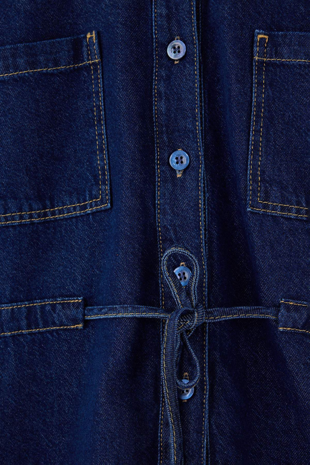 Koyu Mavi Belden Baglamal? Tencel Kar?s?ml? Denim Gomlek TWOSS26GO00006 - Trendyolmilla фото 3