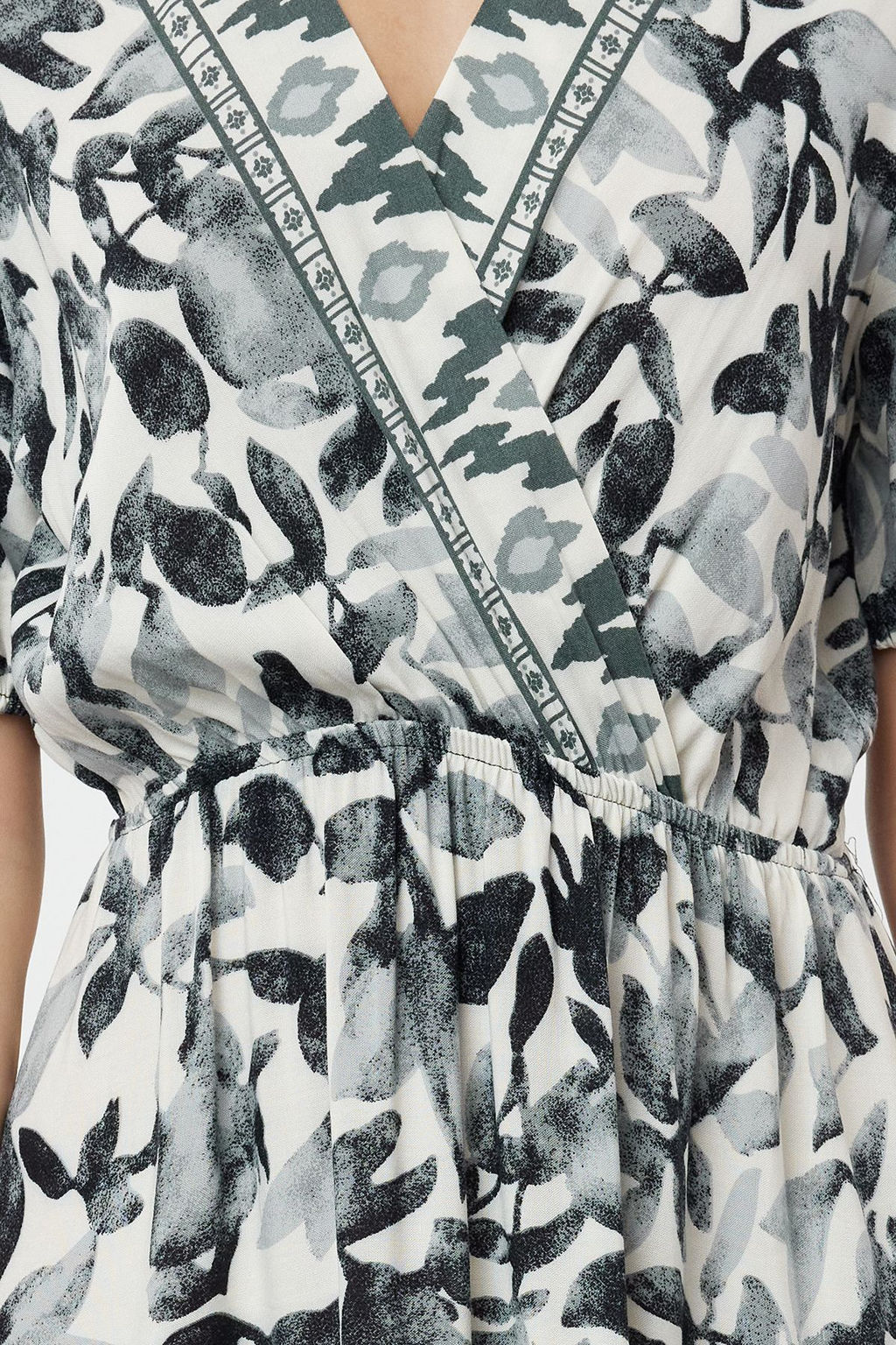 Siyah Bask?l? Cicek Desenli A Kesim Kruvaze Yaka TWOSS24EL00953 - Trendyolmilla фото 3