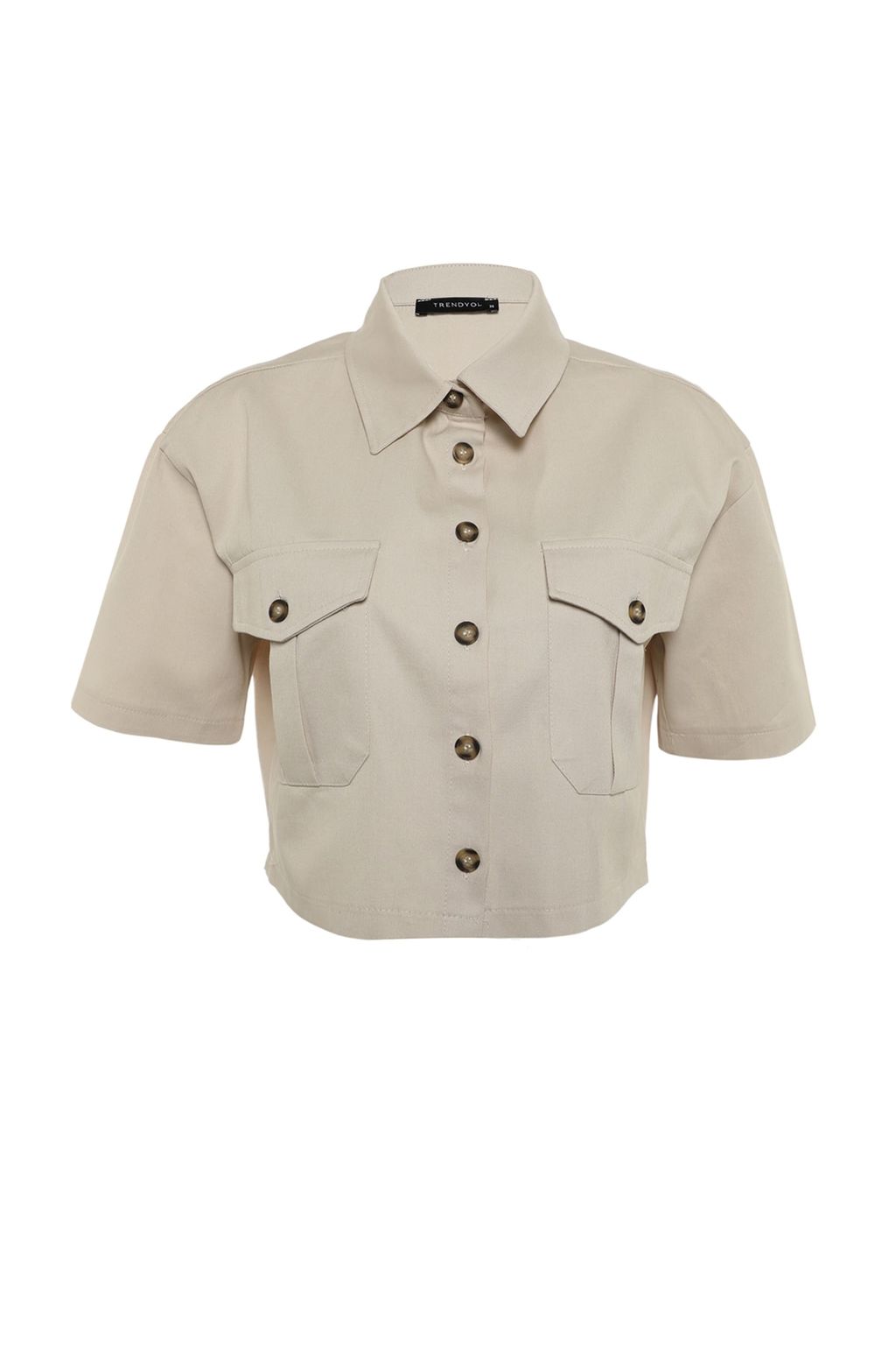 TRENDYOLMILLA Tas Cep Detayl? K?sa Kollu Regular Normal Kal?p Dokuma Gomlek TWOSS22GO0654  фото 6