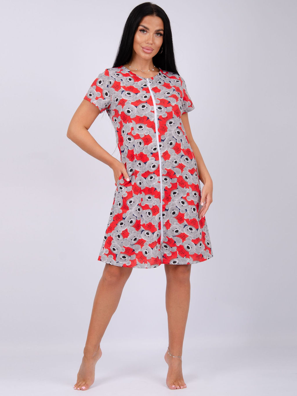 Халат Красотка 1 тедди, трикотаж - Малина фото 7