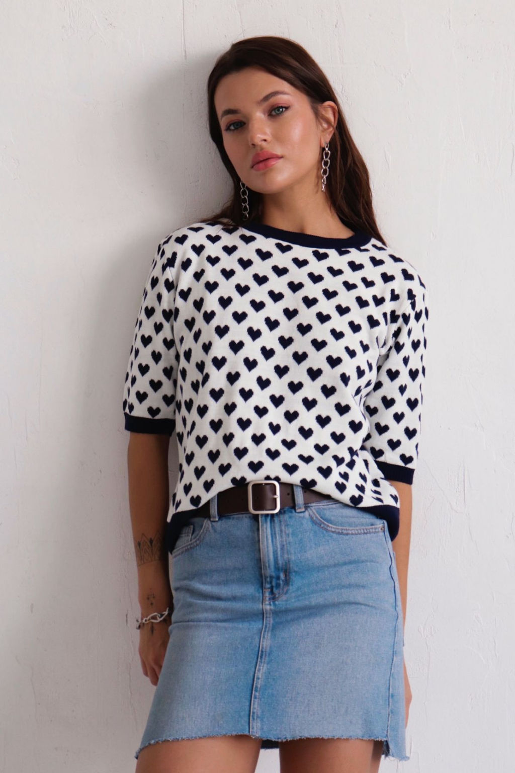 10040 Топ вязаный с сердечками синий - Martichelli фото 6