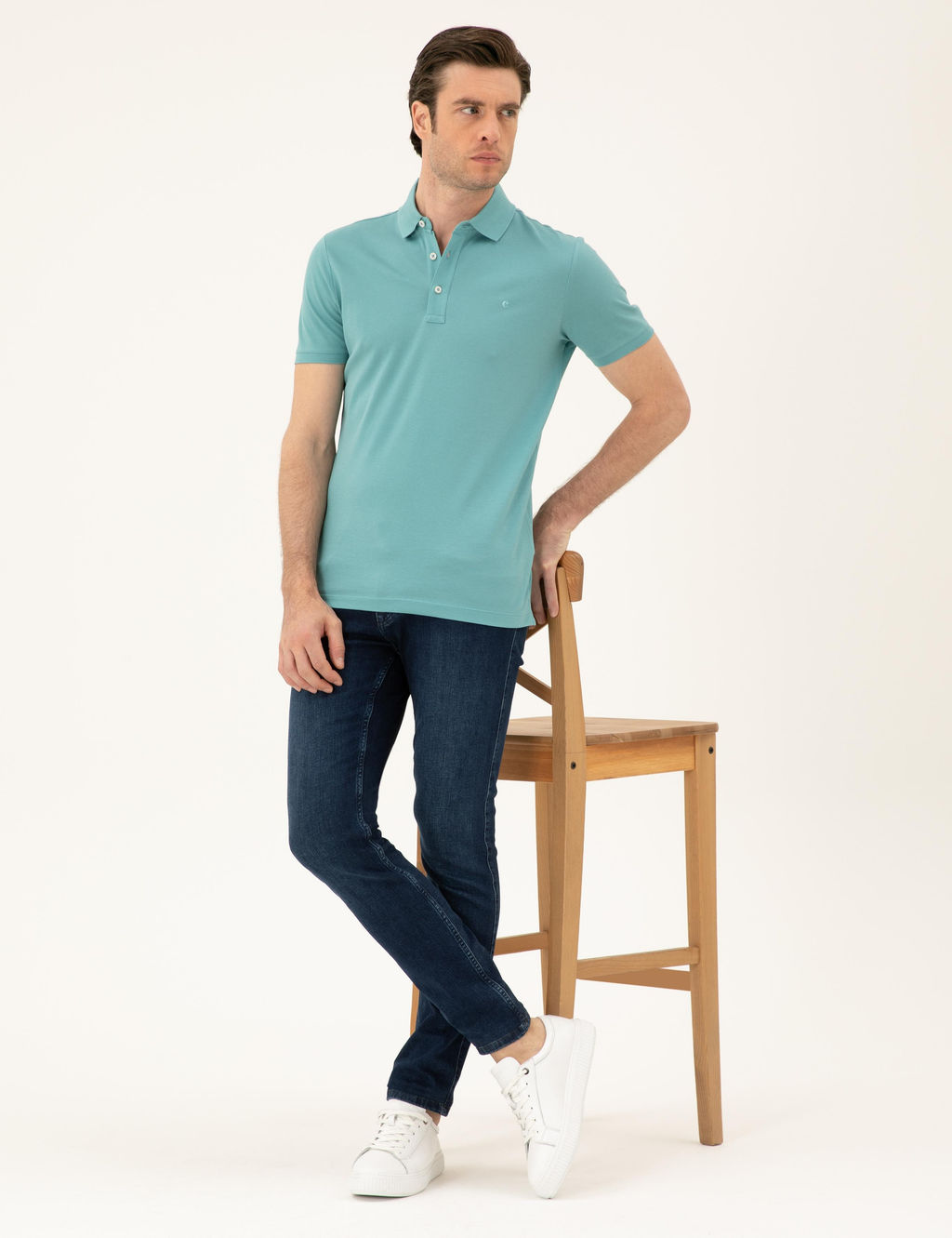 Mint Melanj Slim Fit Polo Yaka Merserize T-shirt
