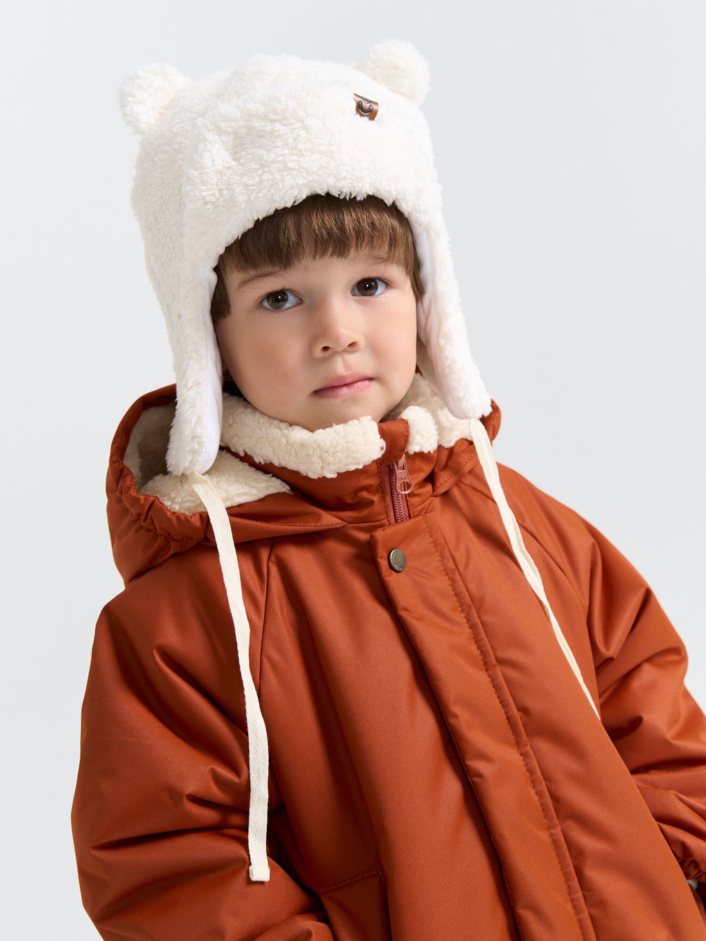 Шапка-ушанка меховая Молоко 0+ - Bungly фото 4