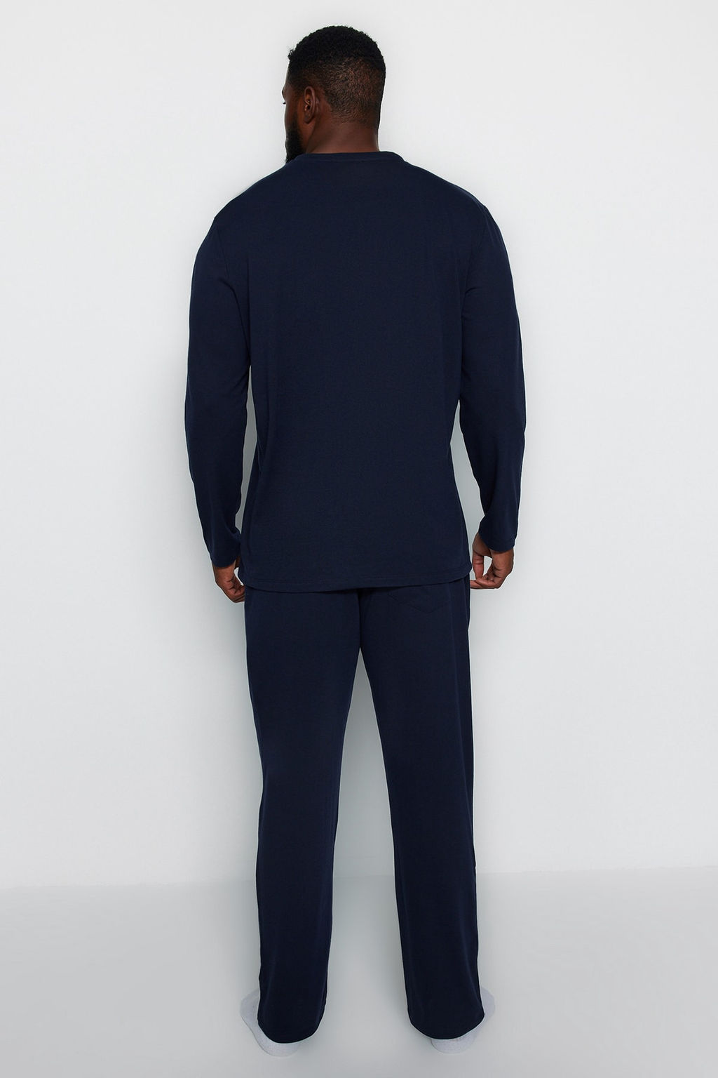 TRENDYOL MAN Lacivert Regular Fit Bask?l? Orme Buyuk Beden Pijama Tak?m? TMNAW24AI00000 - Trendyolmilla фото 2