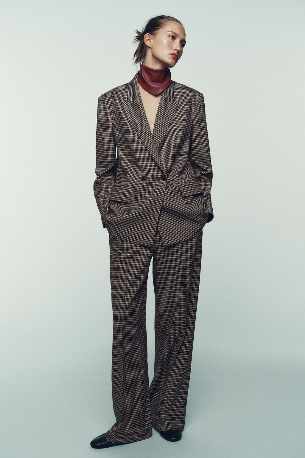 OVERSIZE DOUBLE-BREASTED CHECK BLAZER