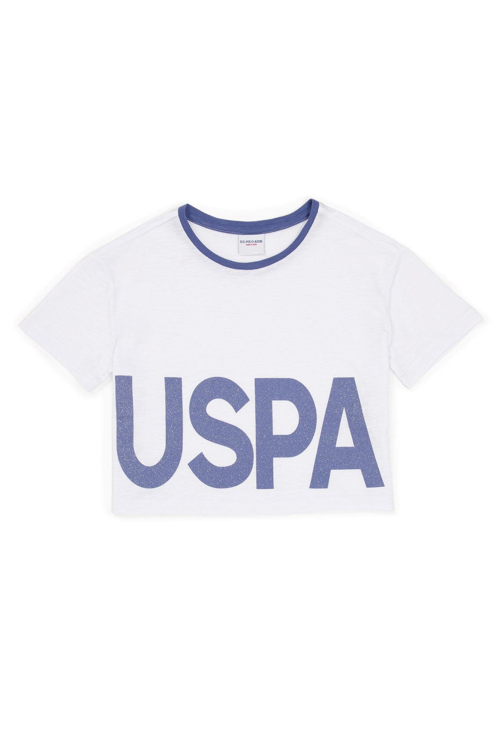 Синяя укороченная футболка с круглым вырезом для девочек Неожиданная скидка в корзине - U.s. polo assn фото 7