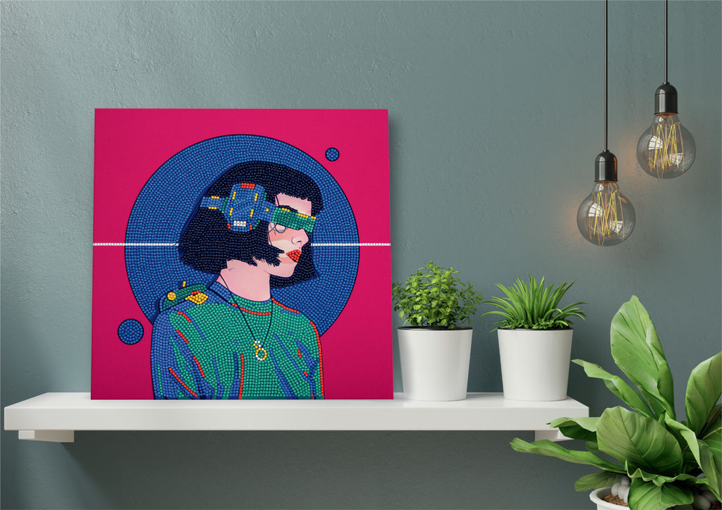 Кристальная (алмазная) мозаика ФРЕЯ ALBP-301 постер Кибер девушка 30 х 30 см