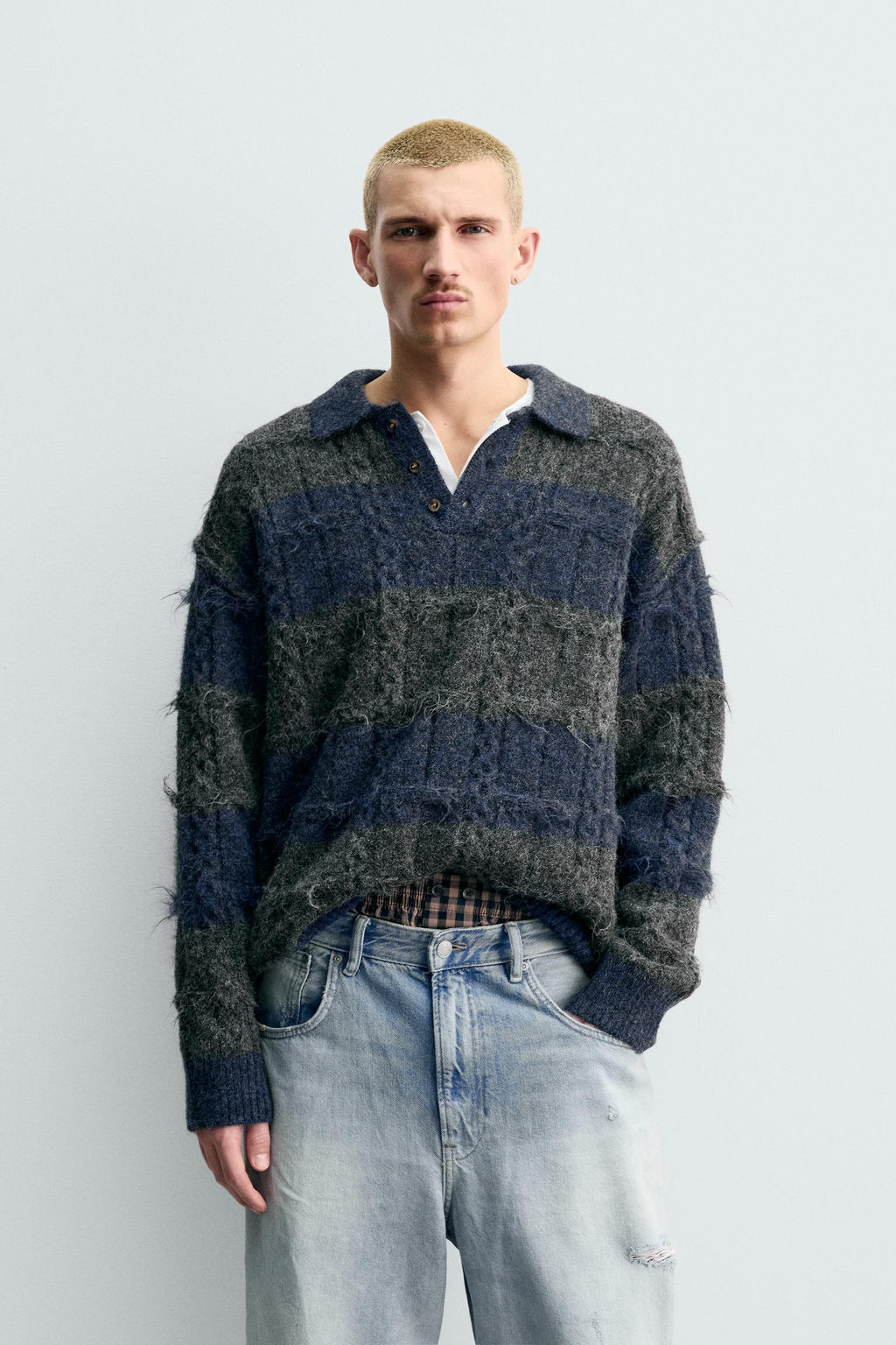 STRIPED JACQUARD KNIT POLO SHIRT - Zara фото 10