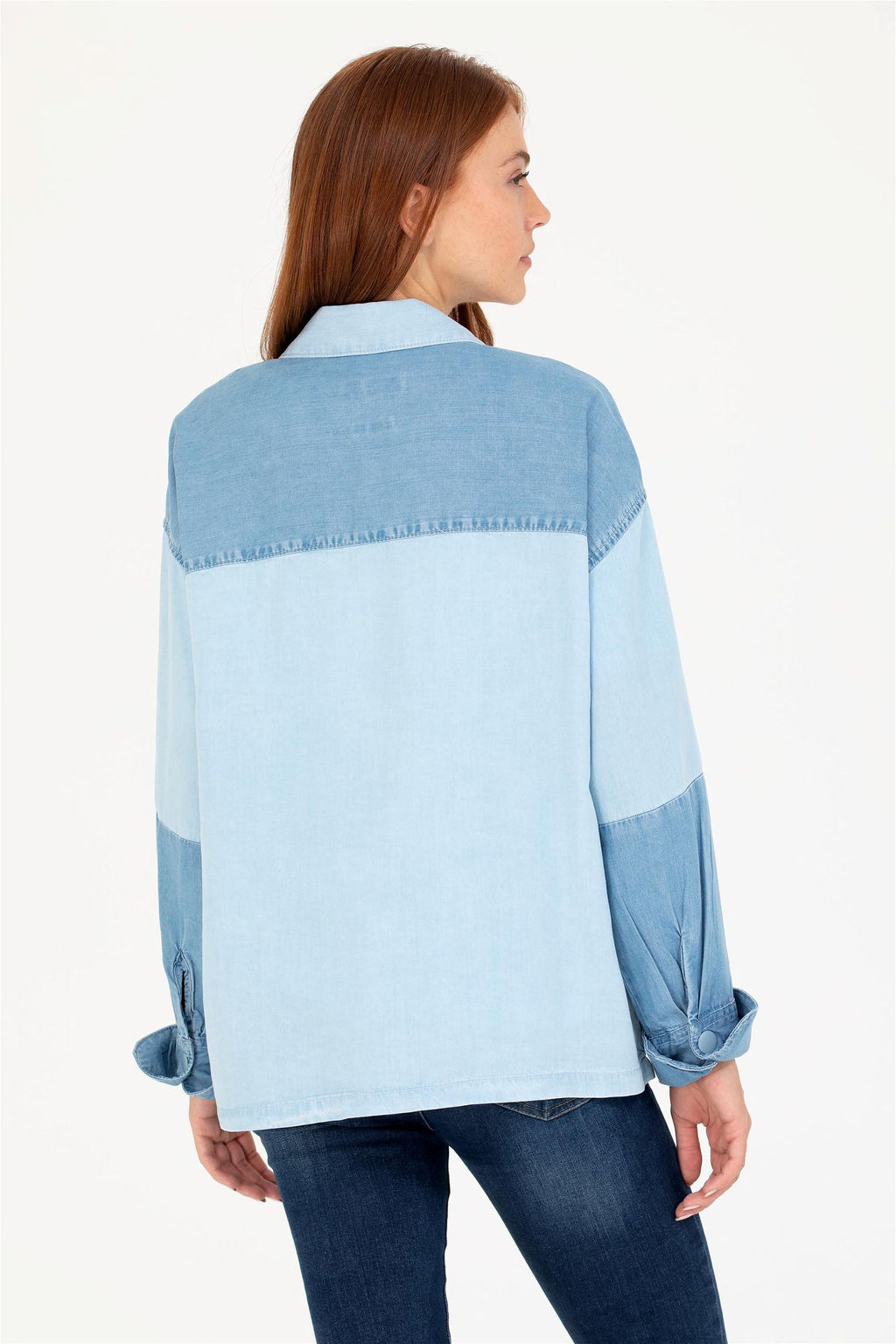Женская синяя джинсовая рубашка - U.s. polo assn фото 12